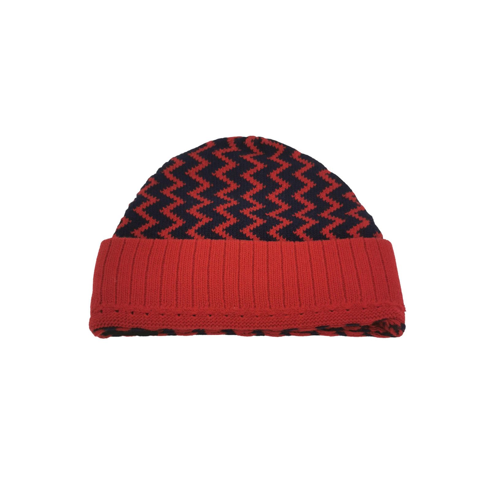 Gucci Gucci Red and Black Chevron Knit Beanie Size ONE SIZE - 1 Thumbnail