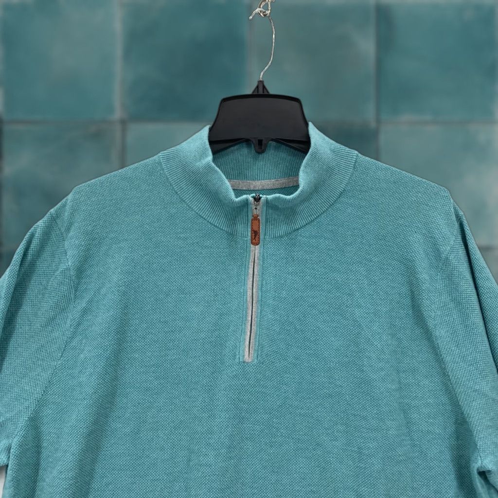 Tommy Bahama Tommy Bahama Island Zone Quarter Zip Sweatshirt Mens XL Blue Preppy Mock Neck Pullover Warm All Seasons Vintage: No Size US XL / EU 56 / 4 - 1 Thumbnail