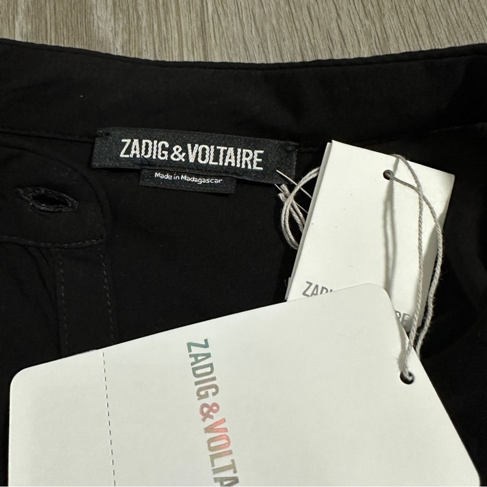 Zadig & Voltaire Zadig and Voltaire Ranil Black Handkerchief Button Dress Size L / US 10 / IT 46 - 5 Thumbnail