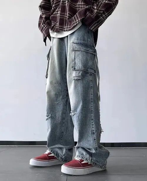 SLVDR Men Ripped Holes Cargo jeans Size US 31 - 1 Thumbnail