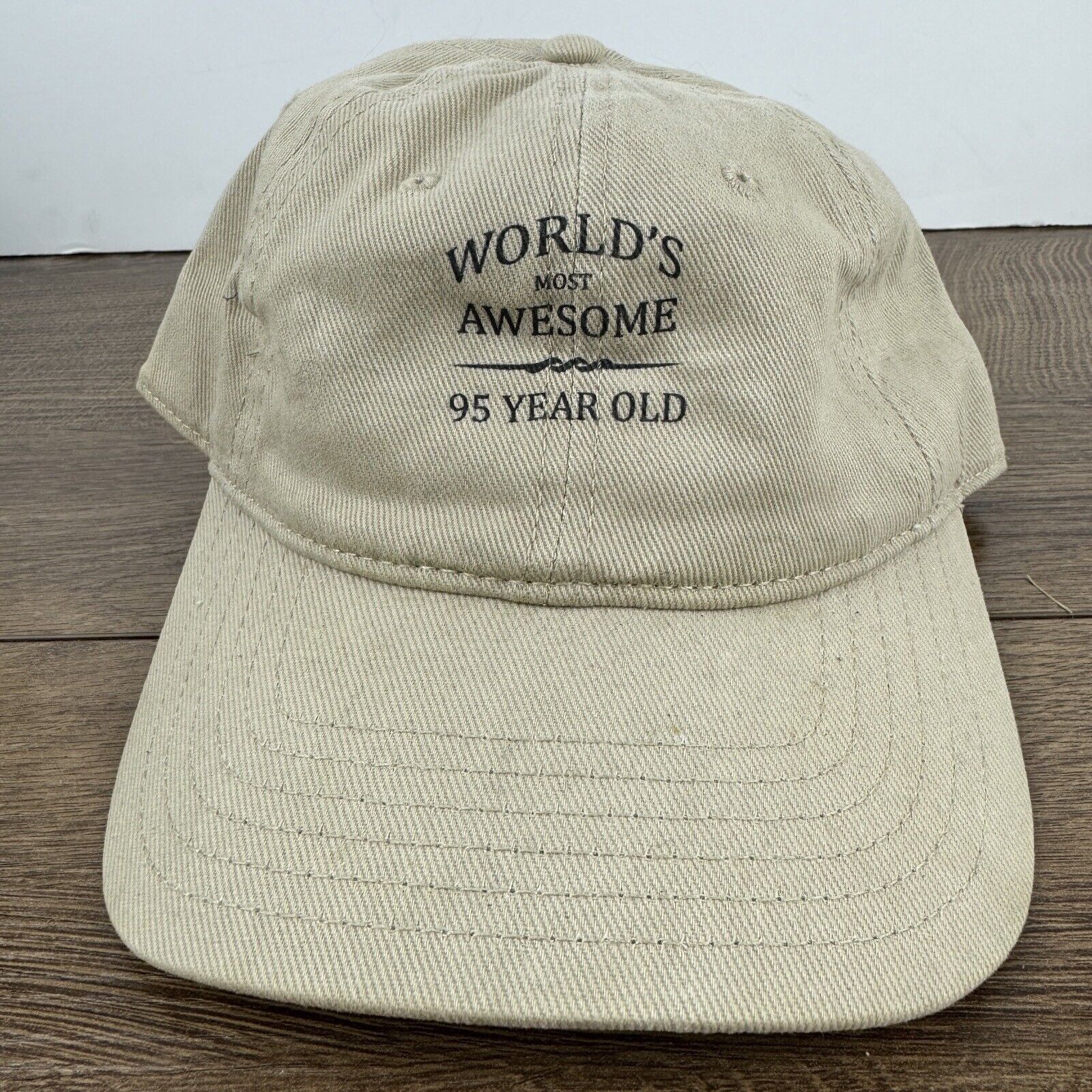 Other 95 Years Old Hat Worlds Awesome 95 Tan Brown Hat Adjustable Size ONE SIZE - 4 Thumbnail