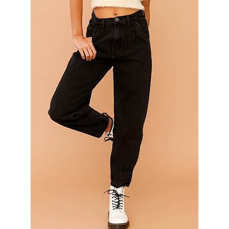 Other EVALESS Womens Baggy Jeans High Waisted Stretchy pants Size 32" / US 10 / IT 46 - 4 Thumbnail