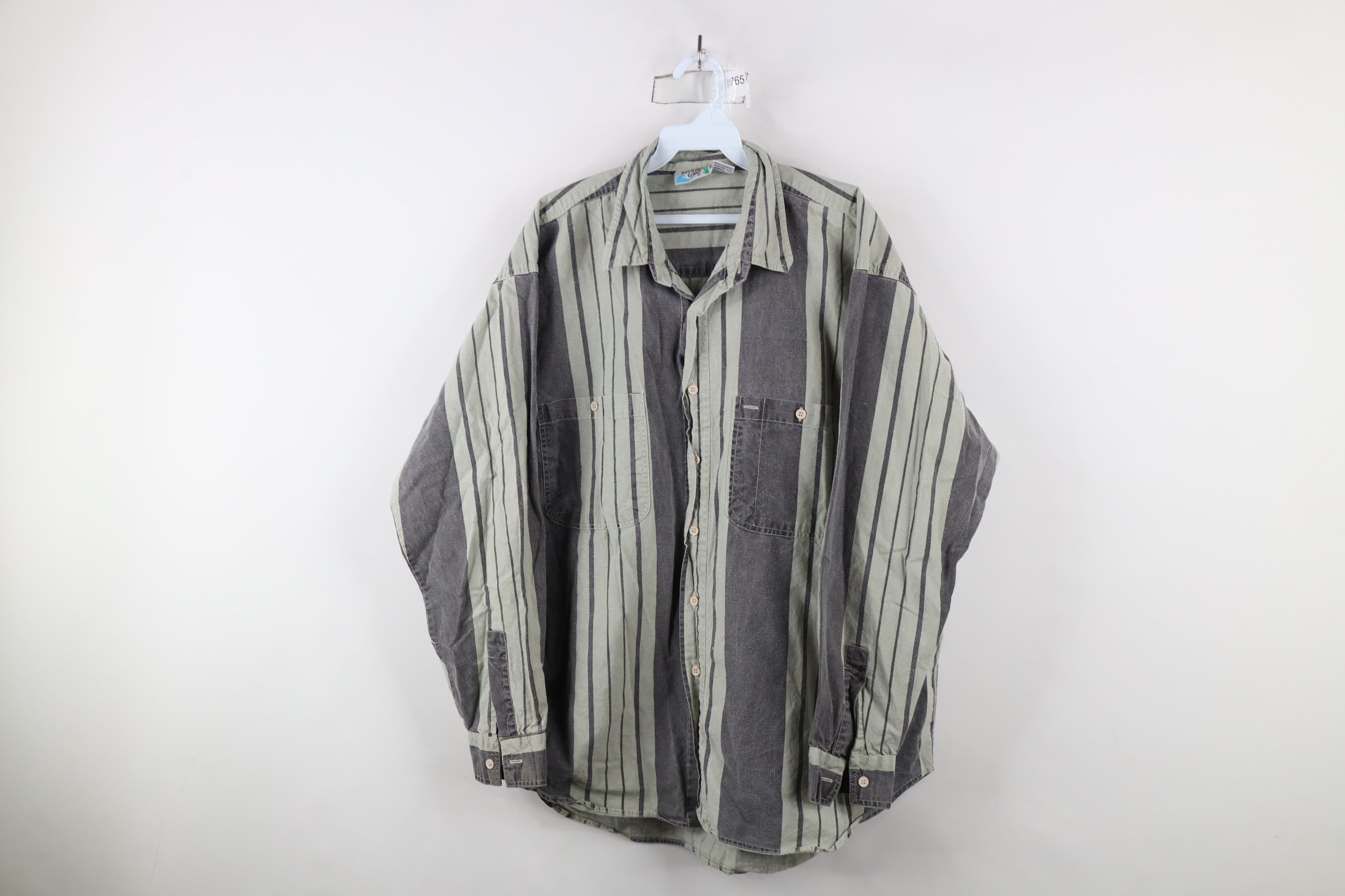 Vintage Vintage 90s Streetwear Stonewash Block Button Shirt Cotton Size US XL / EU 56 / 4 - 1 Thumbnail