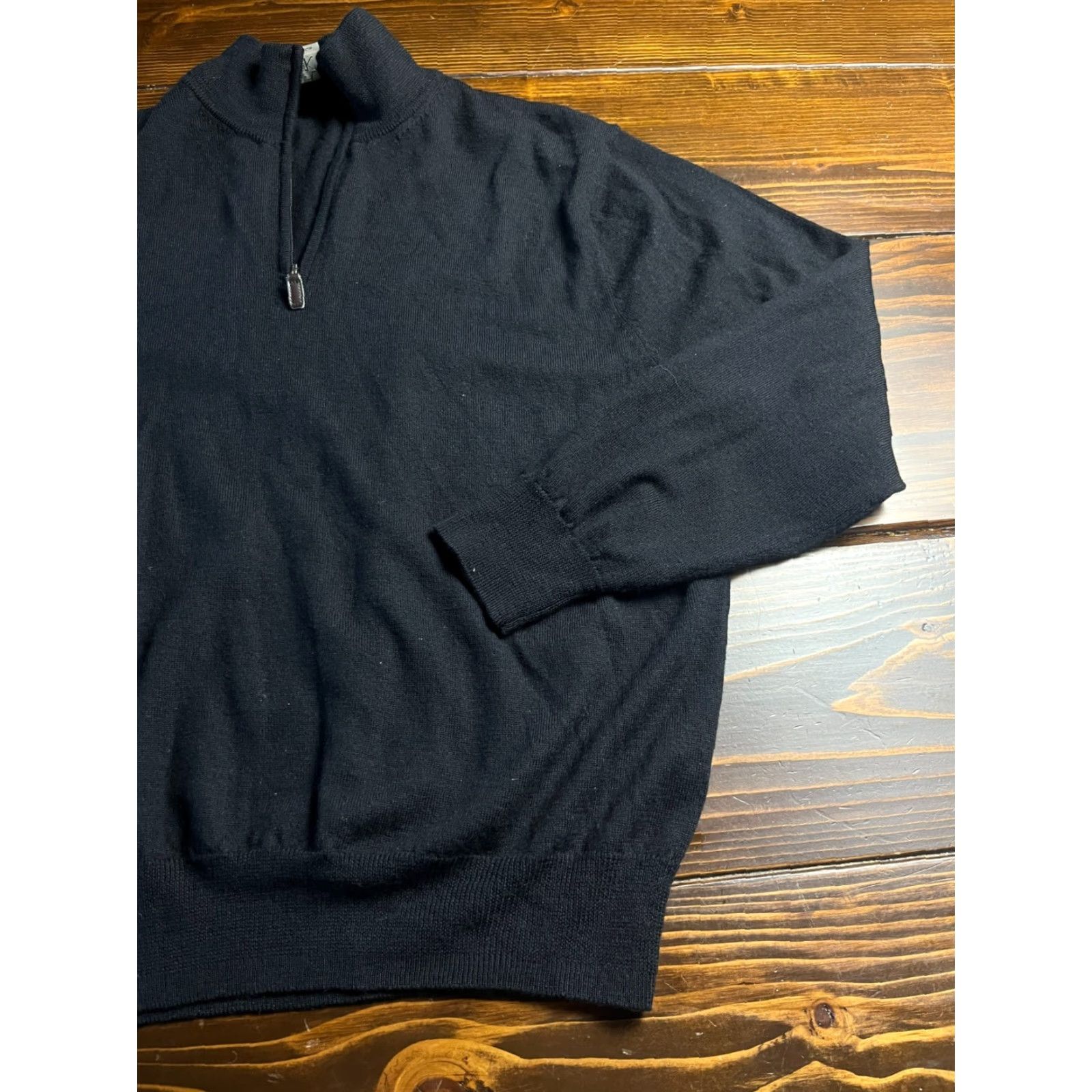 Jos. A. Bank Jos. A. Bank Sweater Mens Large Black 1/4 Zip Merino Wool Regular Fit Pullover - 1/4 Zip, Long Sleeve, Casual, Free Return, Solid, Runs slightly small Size US L / EU 52-54 / 3 - 3 Thumbnail