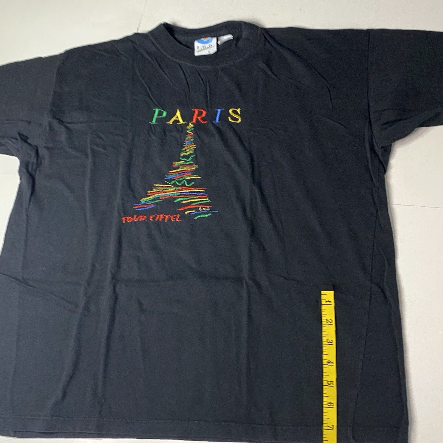 Vintage VINTAGE Paris T Shirt Tour Large Eiffel Tower Black Fade Embroidered RARE B.H.O. T-Shirt Unisex Adults L Black Embroidered Paris Vintage Rare Size US L / EU 52-54 / 3 - 6 Thumbnail