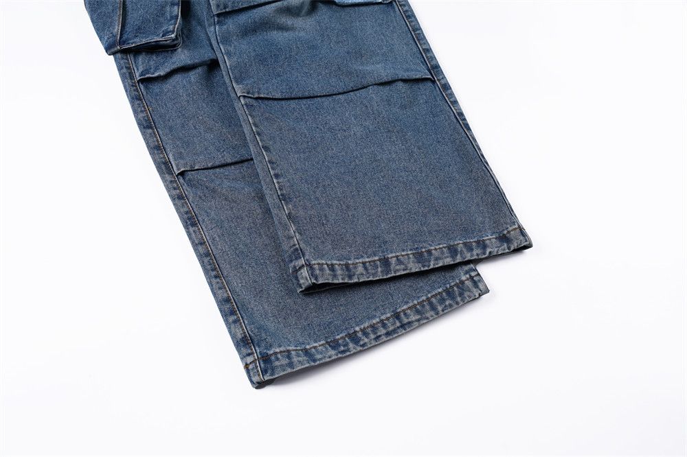 Jean Street men's multi-pocket distressed loose washed work jeans Size US 32 / EU 48 - 6 Thumbnail