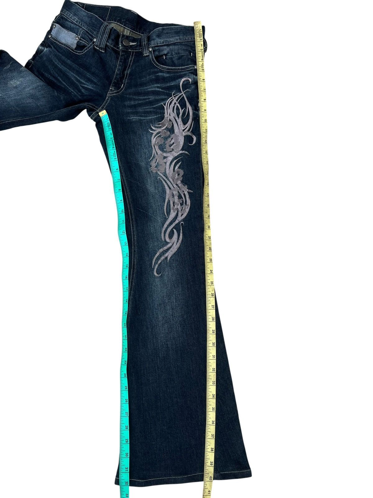 Tornado Mart Tornado Mart Embroidery Tribal Denim Super Flare Jeans Size US 30 / EU 46 - 4 Thumbnail