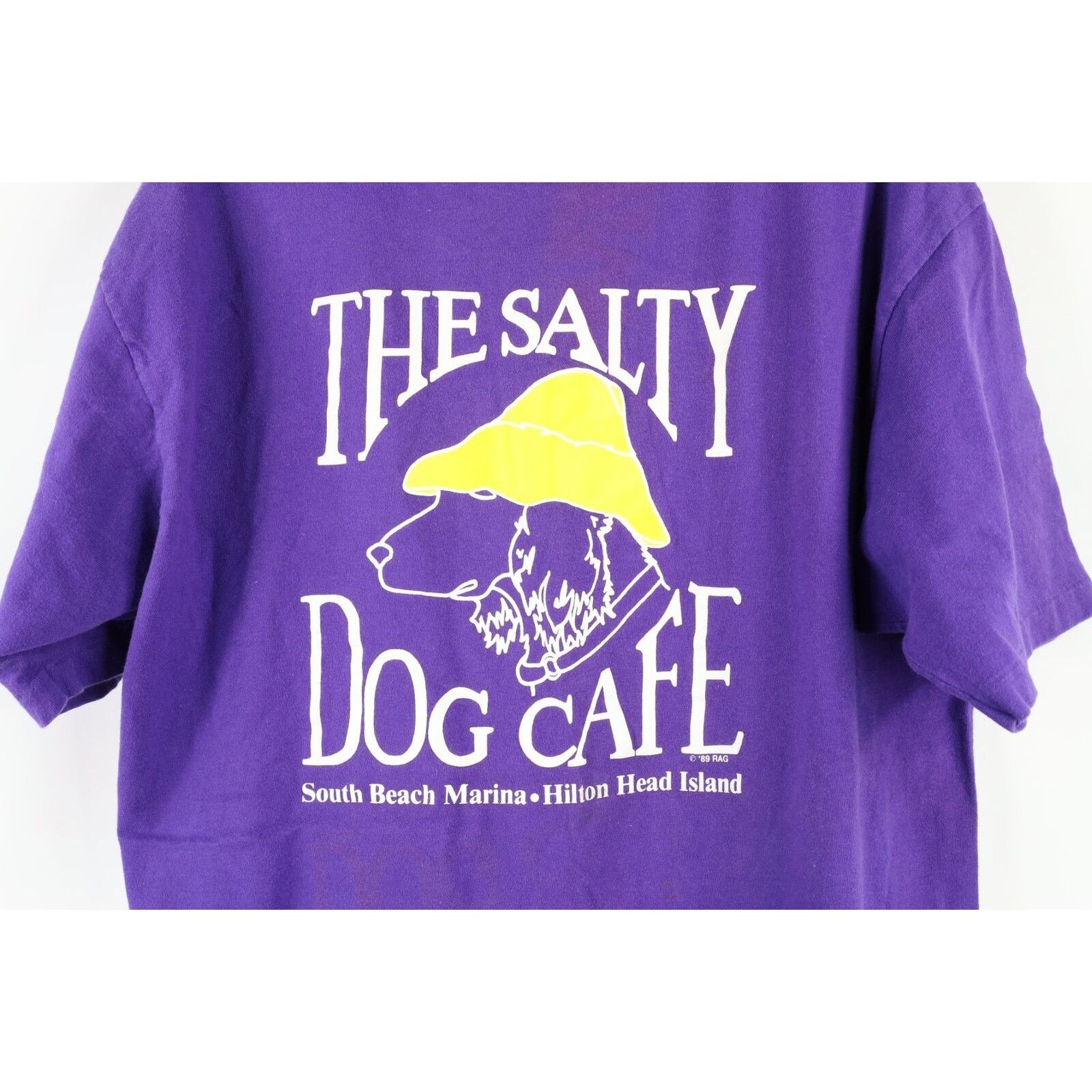 Vintage Vintage 80s Salty Dog Cafe Distressed Spell Out T-Shirt Size US XL / EU 56 / 4 - 11 Thumbnail
