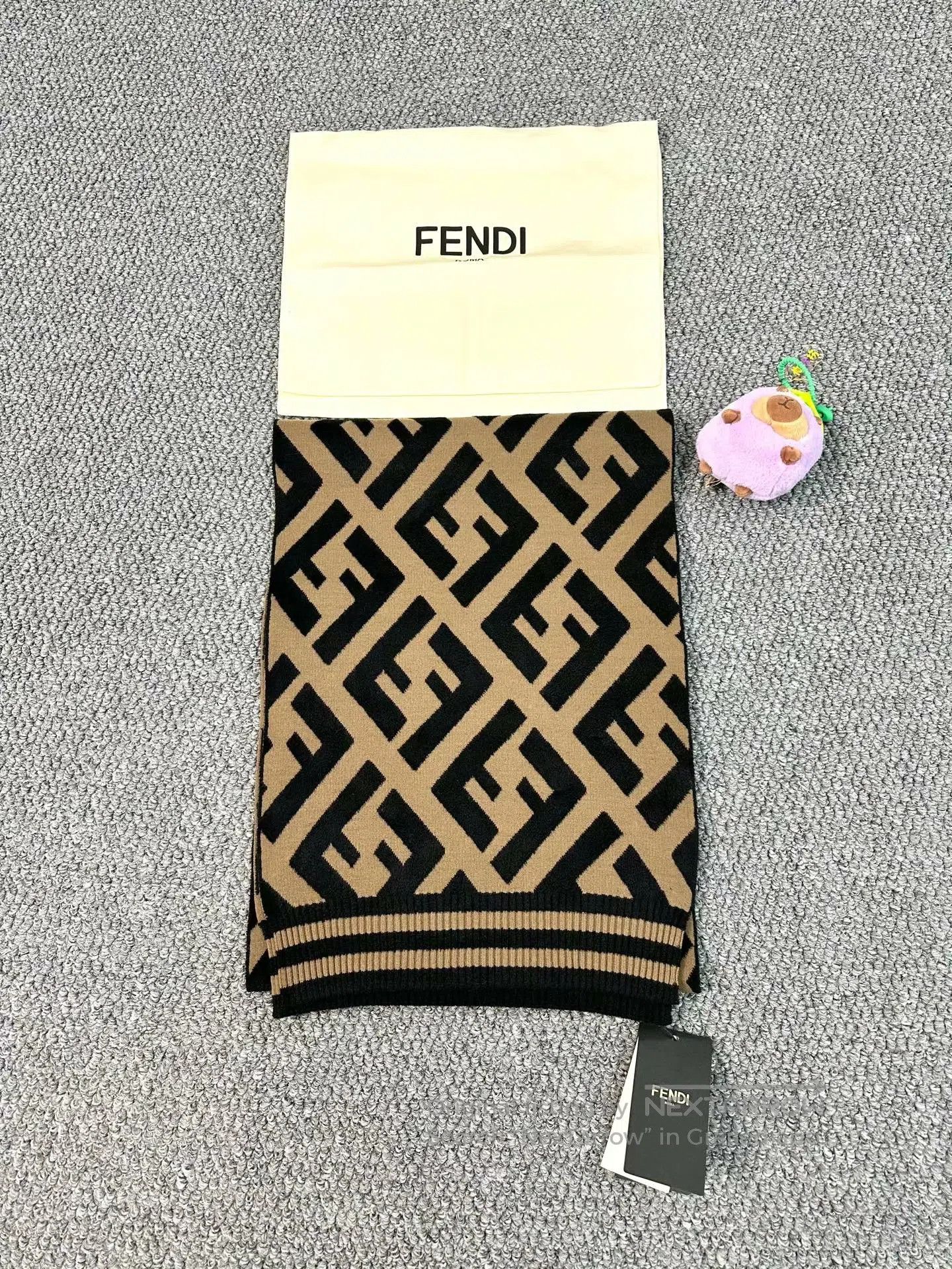 Fendi FENDI Classic Brown Monogram Logo Scarf| Size ONE SIZE - 3 Thumbnail