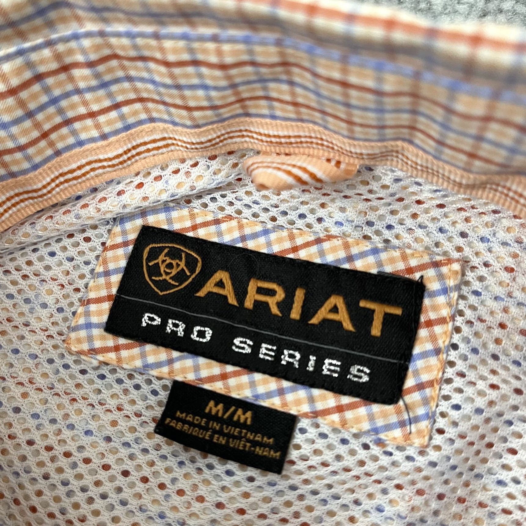 Ariat Ariat Pro Series Shirt Mens Medium Orange Blue Plaid Rodeo Cowboy Button Down Shirt Size US M / EU 48-50 / 2 - 3 Thumbnail