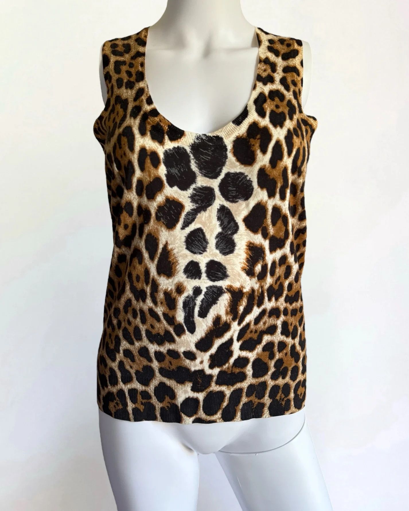 Tom Ford × Yves Saint Laurent Yves Saint Laurent by Tom Ford Leopard Knit Vest, SS 2002 Size S / US 4 / IT 40 - 1 Thumbnail