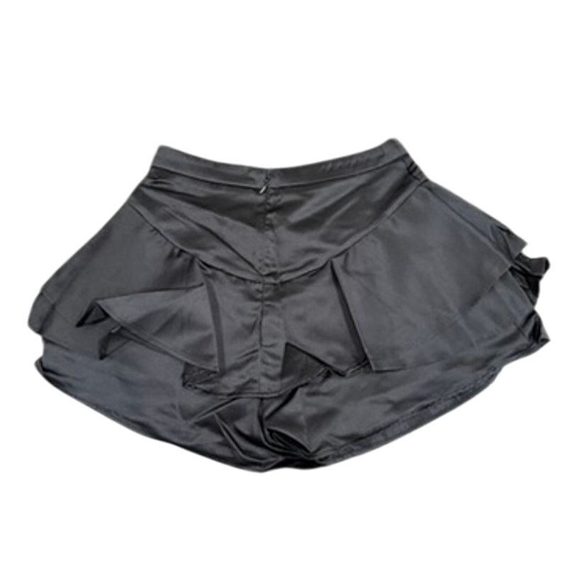 Shein Women's Satin Ruffle Mini Skort in Black, Size S Size 26" / US 2 / IT 38 - 2 Thumbnail
