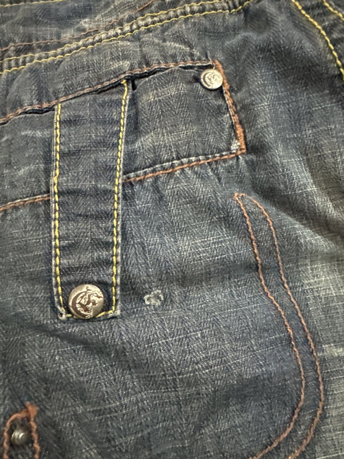 Japanese Brand EVOLUTION CARGO MULTIPOCKET DISTRESSED DENIM Size US 31 - 16 Thumbnail
