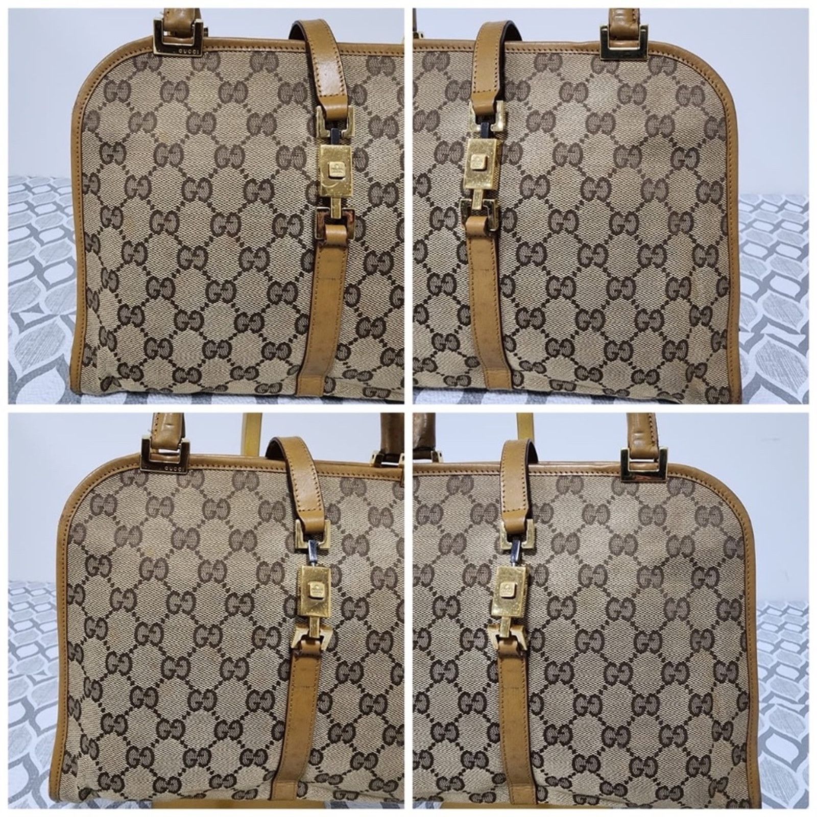 Gucci Au Gucci Vintage Piston Lock Jackie Shoulder Bag Brown/Beige Size ONE SIZE - 9 Thumbnail