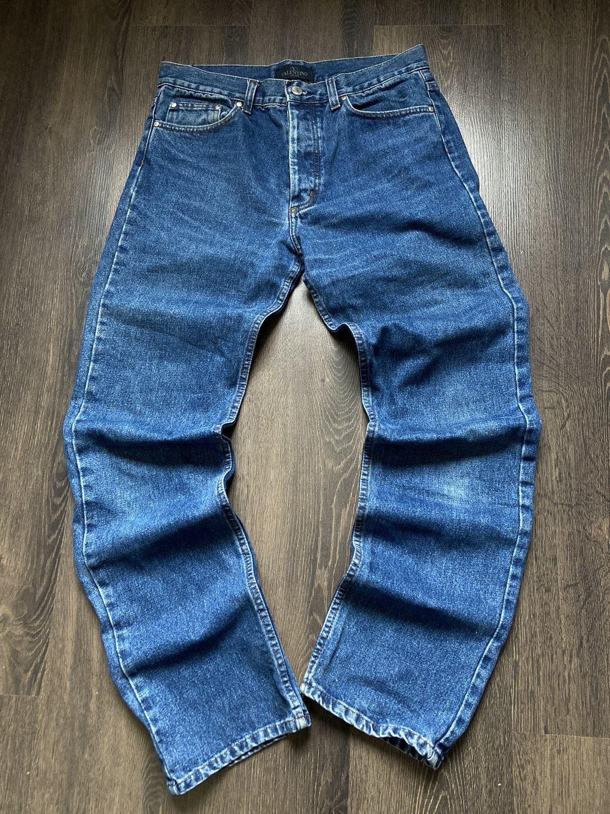 Blue Vintage Straight Jeans Valentino 32 Size 90s Dad Style