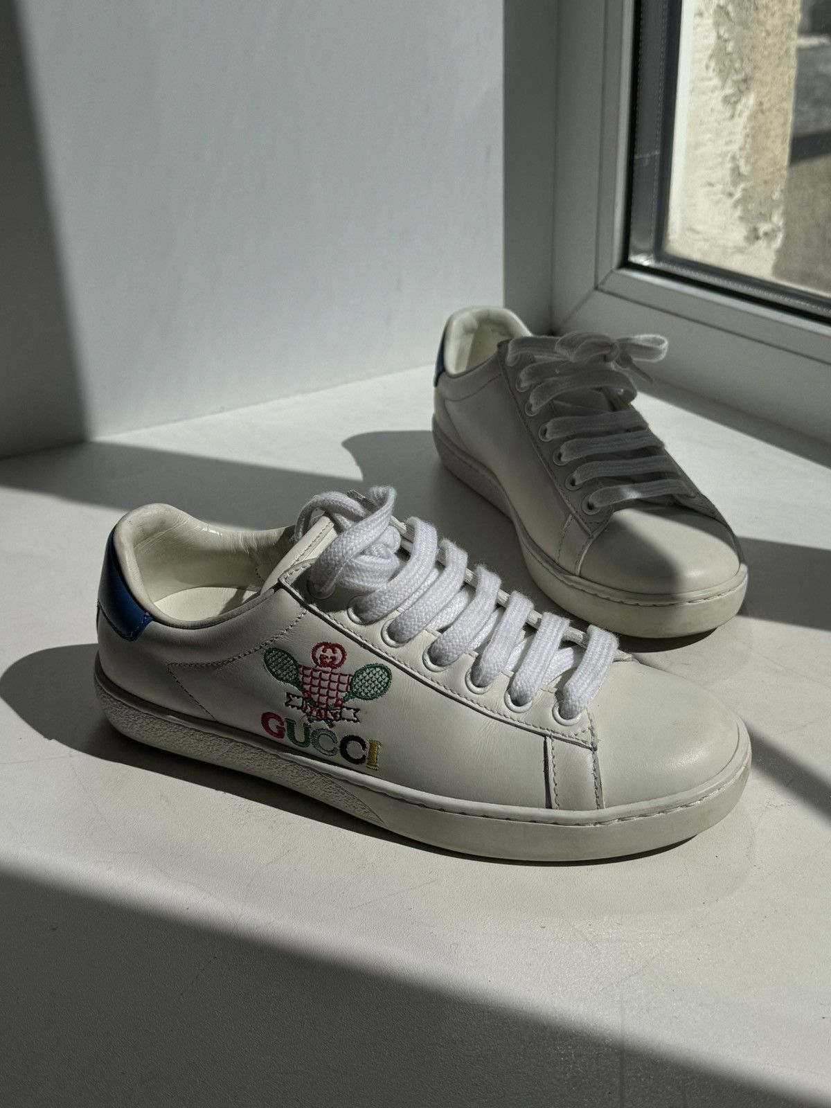 Gucci Gucci Ace Tennis Embroidered Sneakers Leather Size US 5.5 / IT 35.5 - 3 Thumbnail