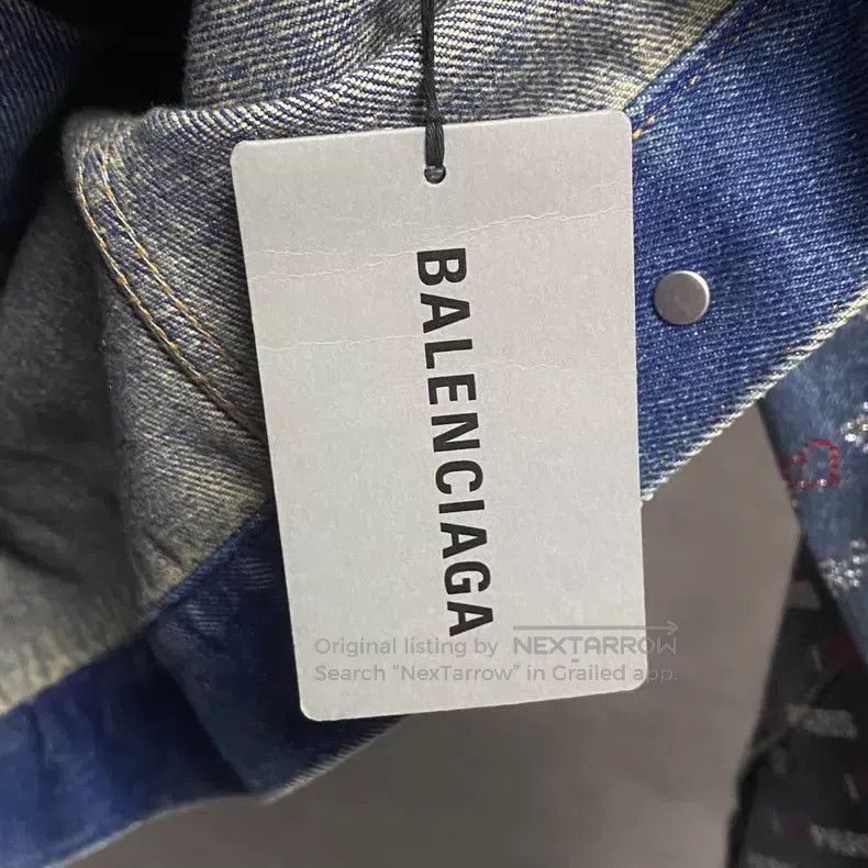 Balenciaga Balenciaga Blue Diamond Pattern Logo Denim Jacket Size XS / US 0-2 / IT 36-38 - 3 Thumbnail