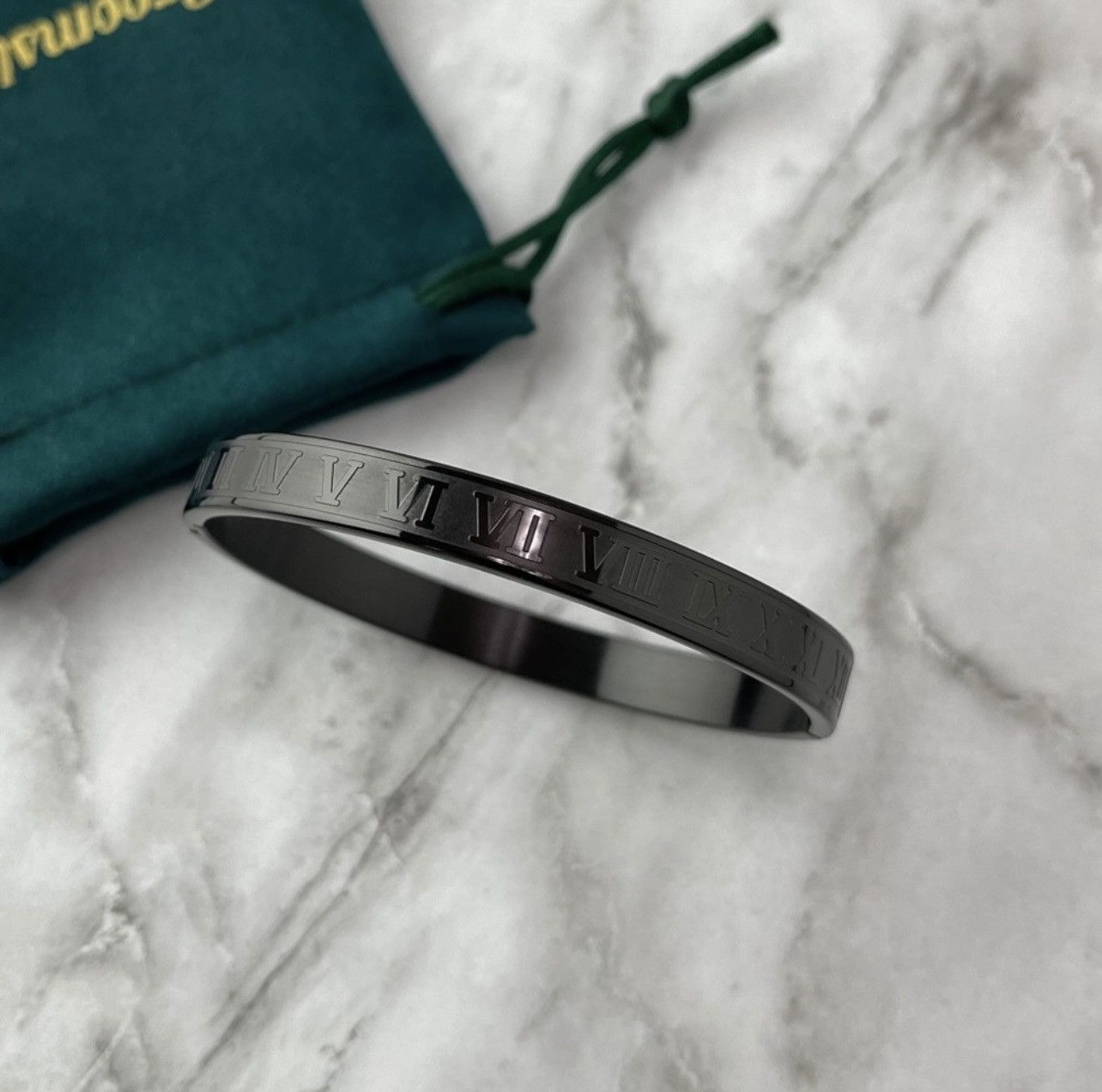 Jewelry Men's Roman Numeral Black Tone Bracelet Size ONE SIZE - 1 Thumbnail