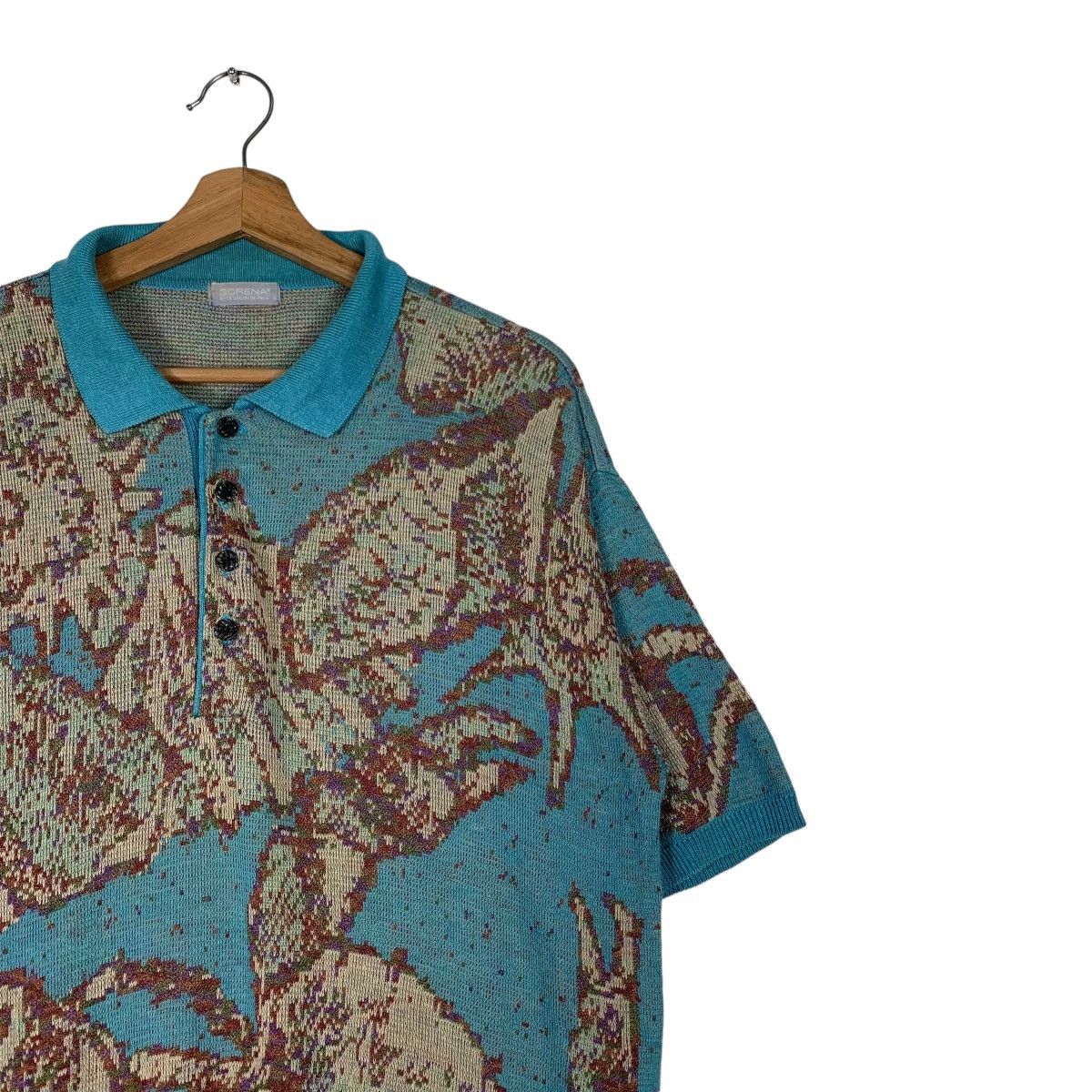 Japanese Brand GORENA Sea Animal Graphic Knitted SS Jumper #1192-C54 Size US L / EU 52-54 / 3 - 5 Thumbnail