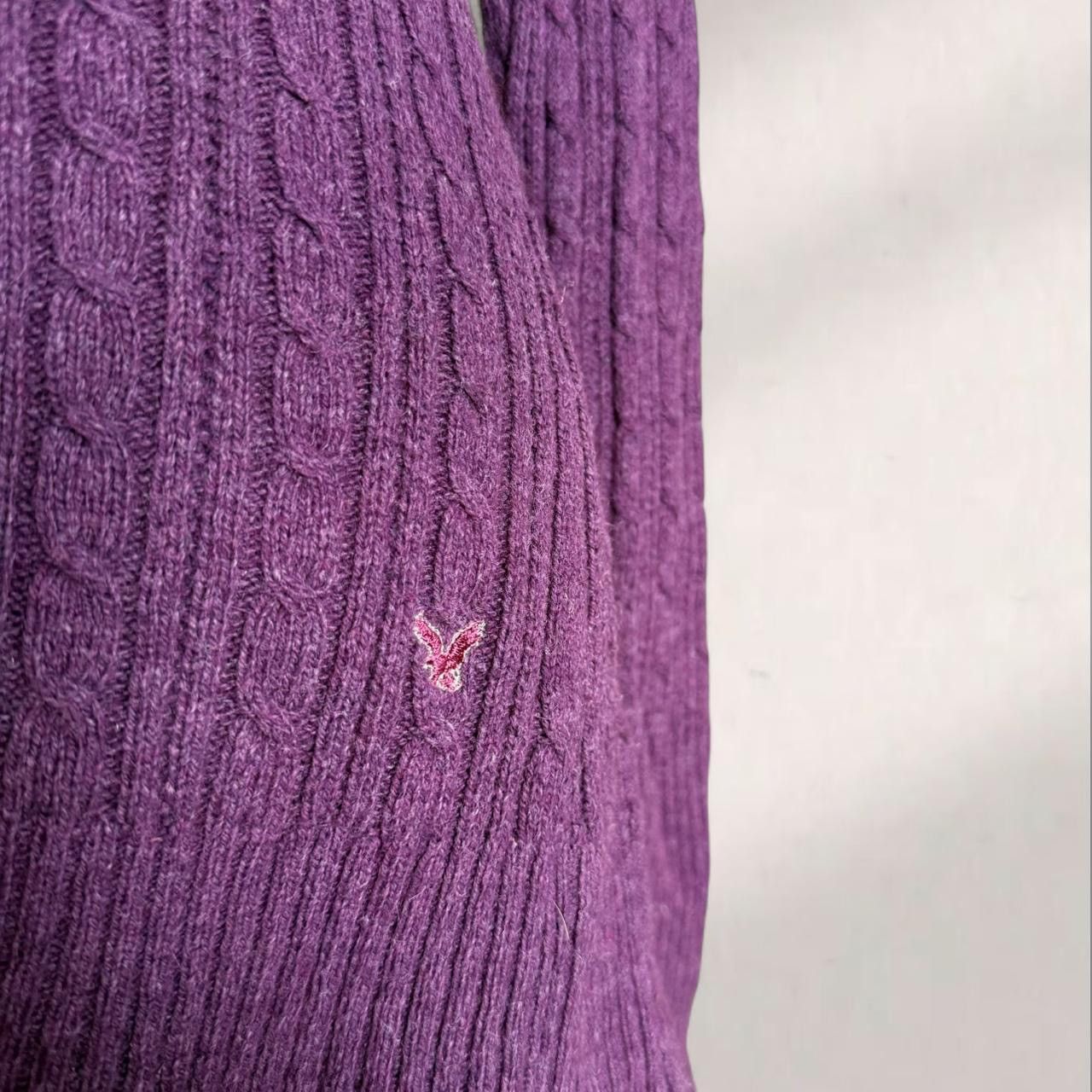 American Eagle Outfitters Y2K American Eagle purple cable knit sweater Size LG Size L / US 10 / IT 46 - 3 Thumbnail