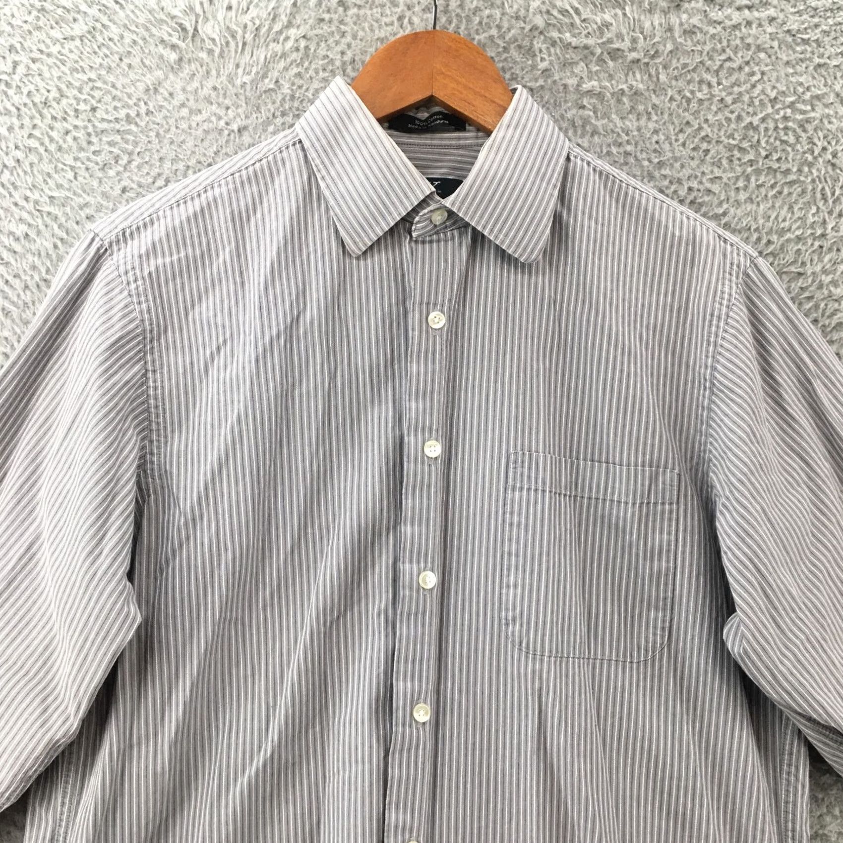 Calvin Klein Calvin Klein Button Up Shirt Mens M Gray Cotton Long Sleeve Chest Pocket Stripe Shirt Size US M / EU 48-50 / 2 - 2 Thumbnail