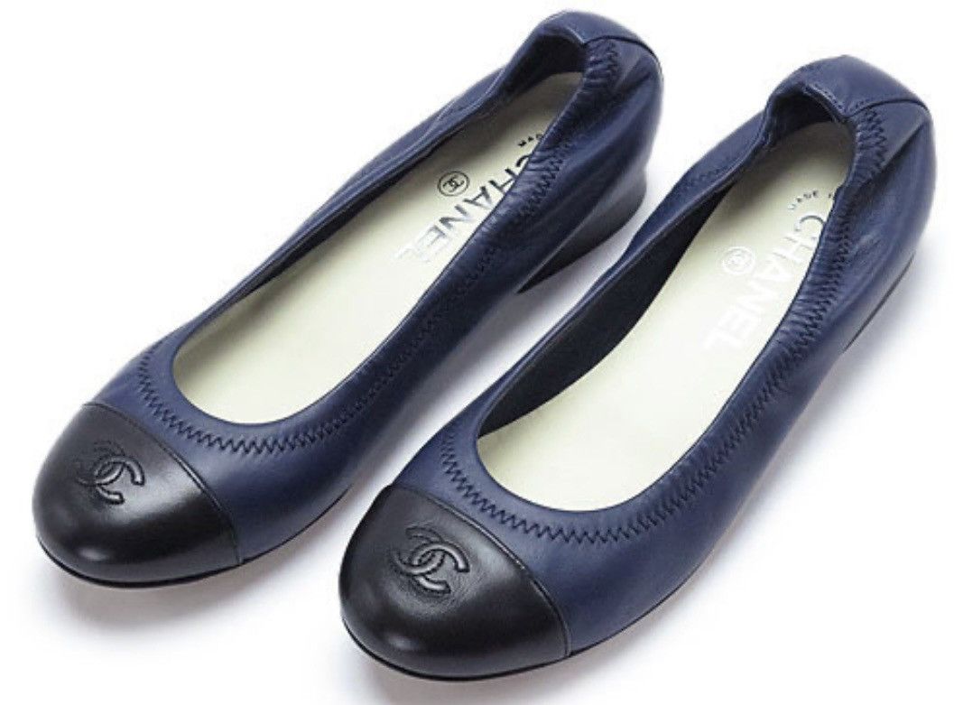 Chanel CHANEL Lambskin Cap Toe CC Ballerina Size US 8 / IT 38 - 1 Thumbnail