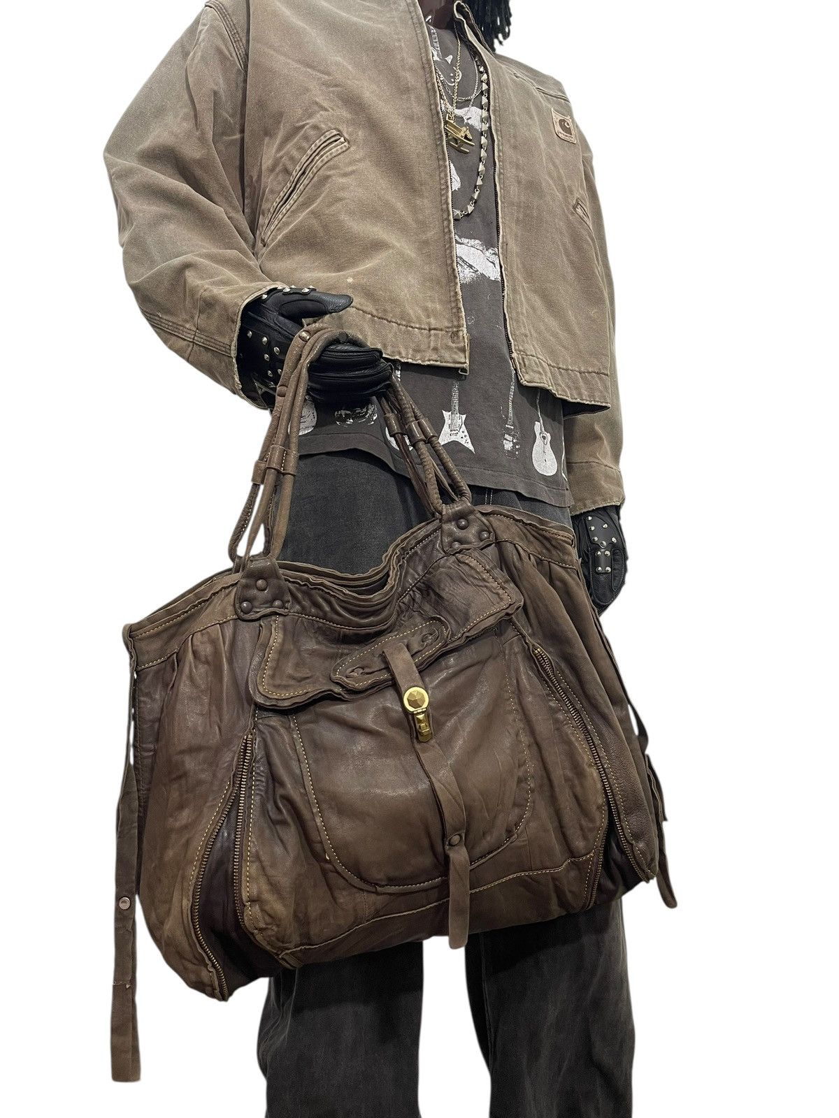 Genuine Leather Full Leather Ellen Tracy Tote Shoulder Large Bag 7🟩 Size ONE SIZE - 4 Thumbnail