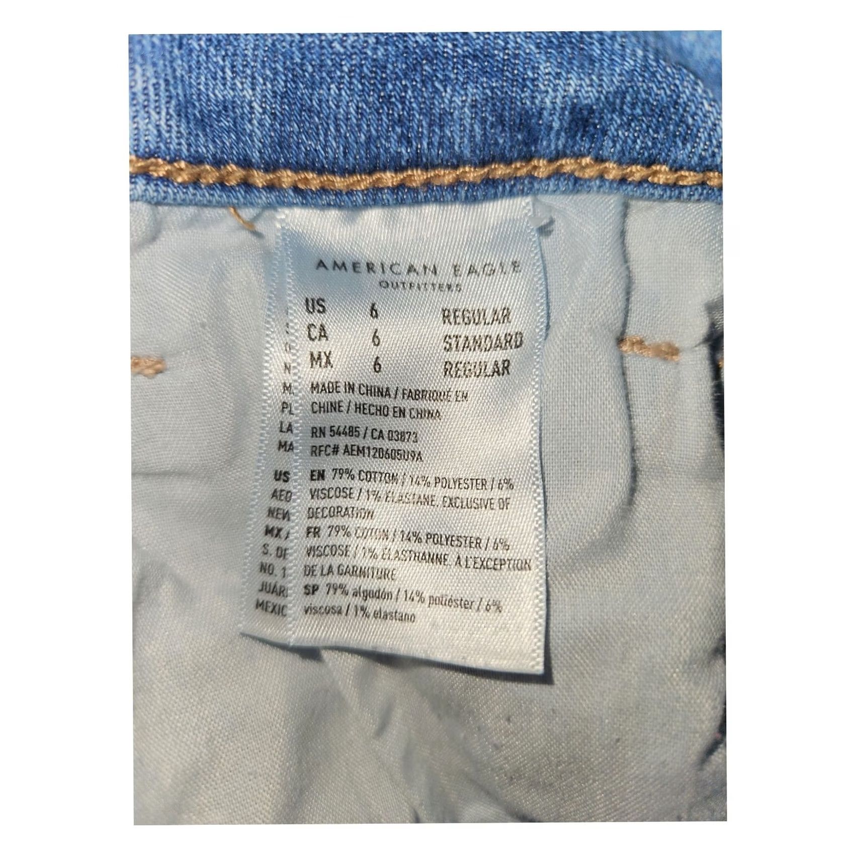 American Eagle Outfitters VINTAGE American Eagle Outfitters Mom Jeans 6 5-Pocket Denim Blue Womens Stretch Regular Hipster Preppy Logo Zipper Button Inseam 27" Size 28" / US 6 / IT 42 - 2 Thumbnail