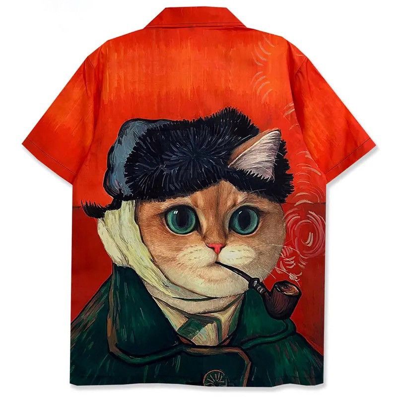 Designer × Japanese Brand Hawaiian Cartoon Funny Cat Print Harajuku Shirt Size US L / EU 52-54 / 3 - 2 Thumbnail