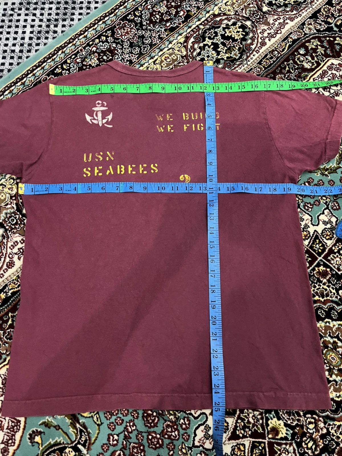 Buzz Rickson's 💥Faded Maroon US naval construction battalion BUZZ RICKSONS Size US S / EU 44-46 / 1 - 9 Thumbnail