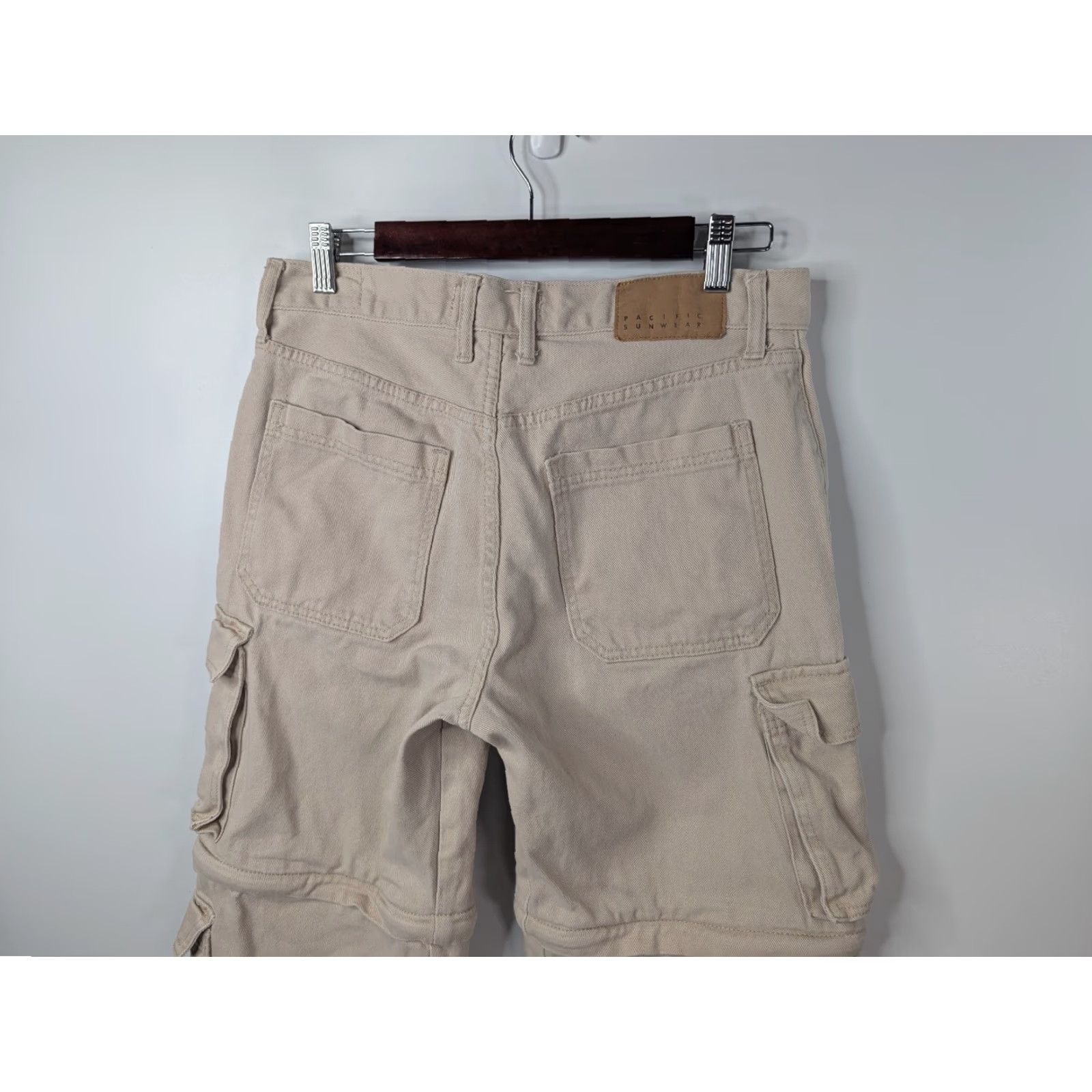 Pacsun Pacsun Cargo Convertible Pants Baggy Wide-Leg Denim Men Regular 30x32 Ivory Cotton Zipper Pockets 100% Cotton Y2K Vintage No Size US 32 / EU 48 - 5 Thumbnail