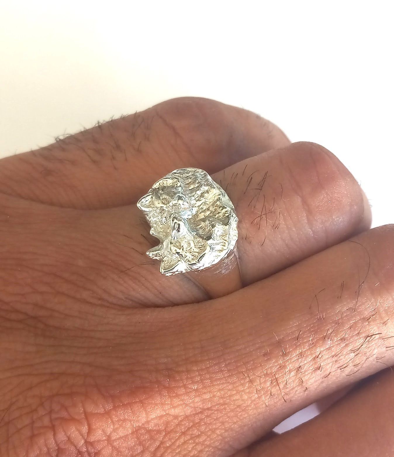 Other Men's Silver Ring, Wolf design ring for men sizes 9 to 13 Size ONE SIZE - 6 Thumbnail