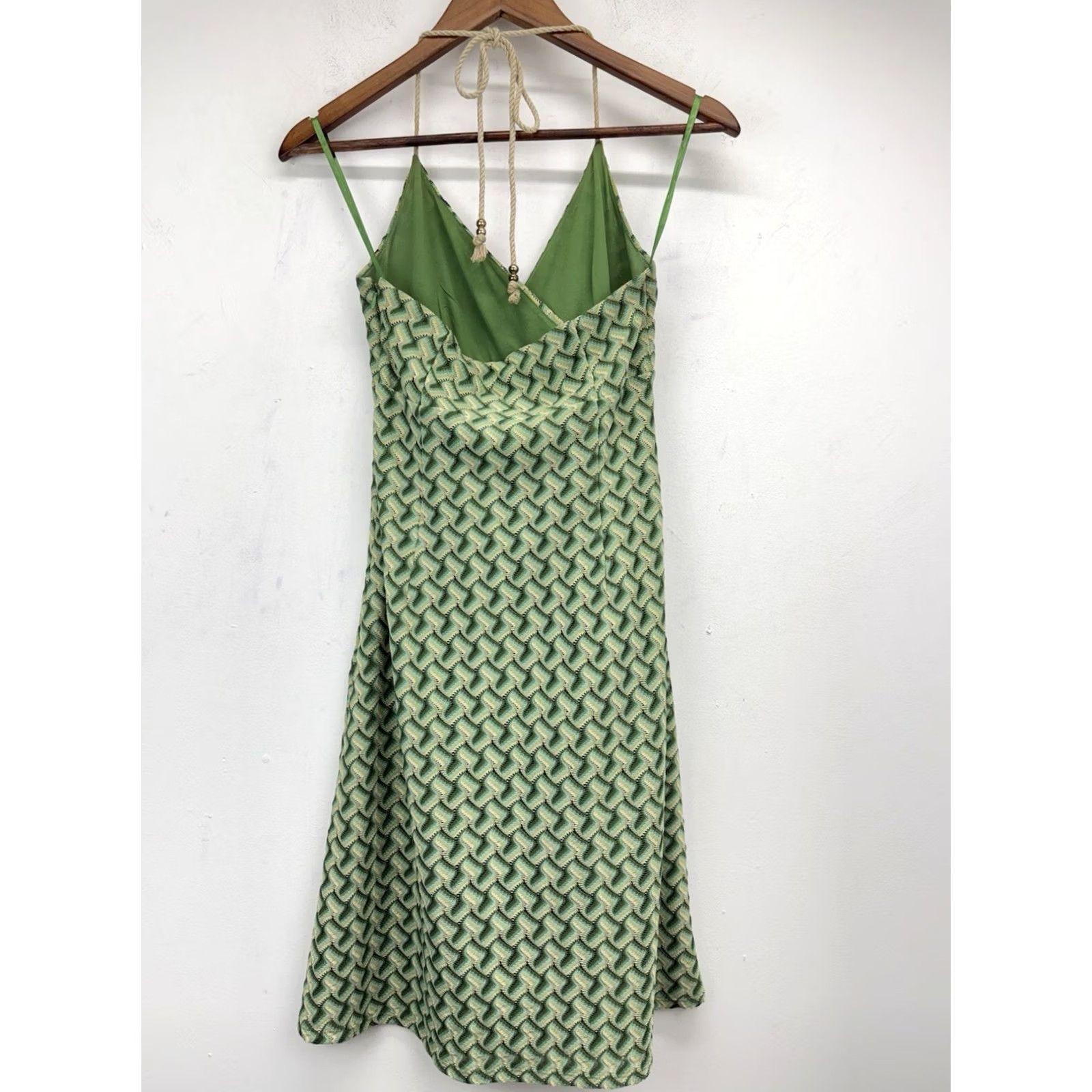 green loft dress Sage Cotton Empire Waist 40 from center back neck to hem Ann Taylor Loft size 4