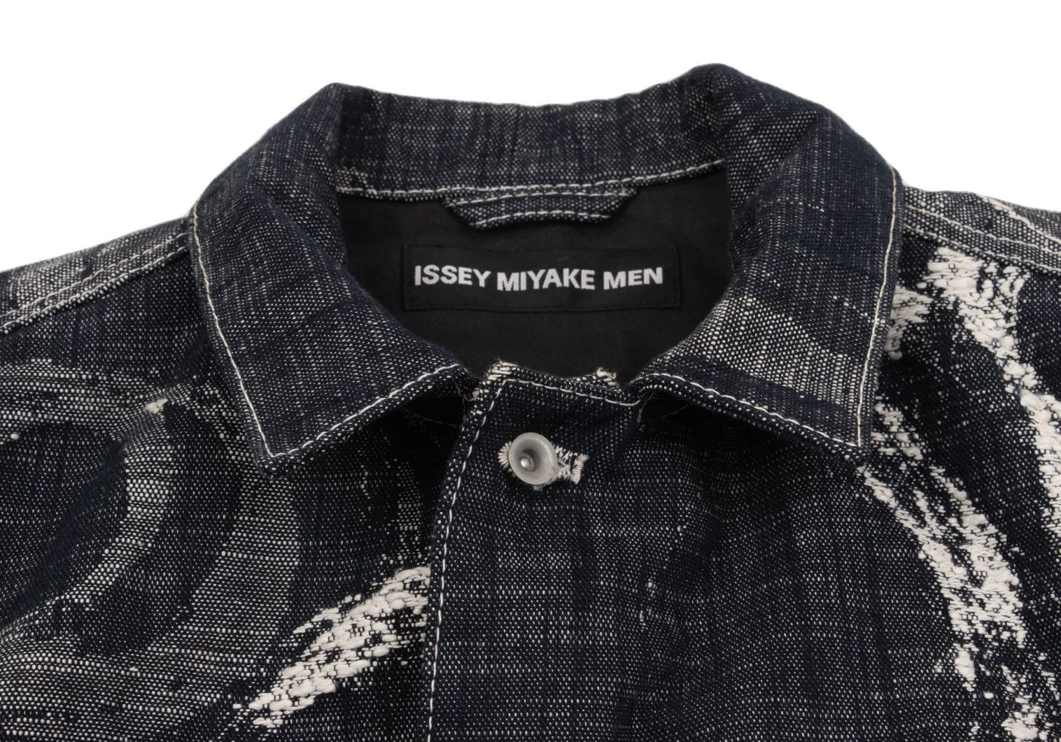Issey Miyake Cotton Graphic Jacquard Patch Pocket Denim Jacket Indigo Off Size US M / EU 48-50 / 2 - 4 Thumbnail