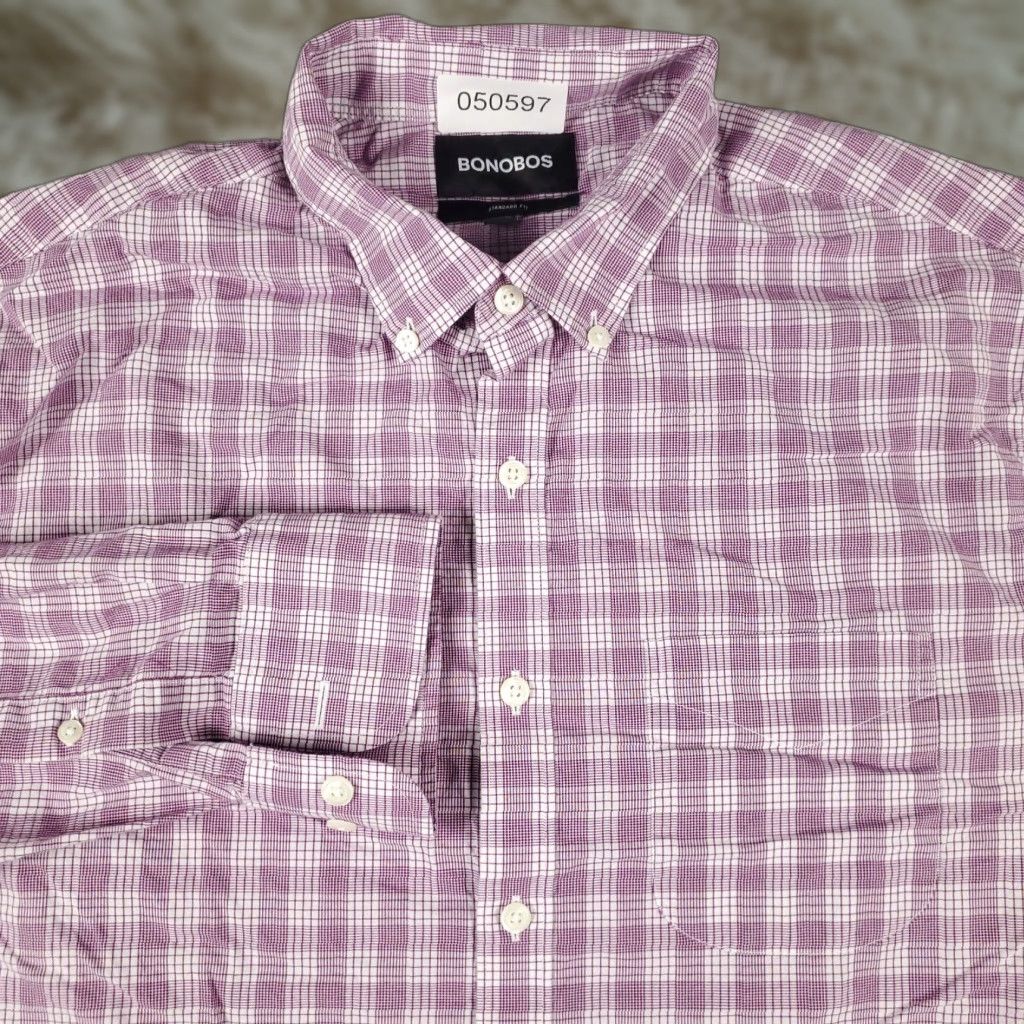 Bonobos VINTAGE Bonobos Shirt Mens Large Purple Plaid Button-Up Long Sleeve Size US L / EU 52-54 / 3 - 1 Thumbnail