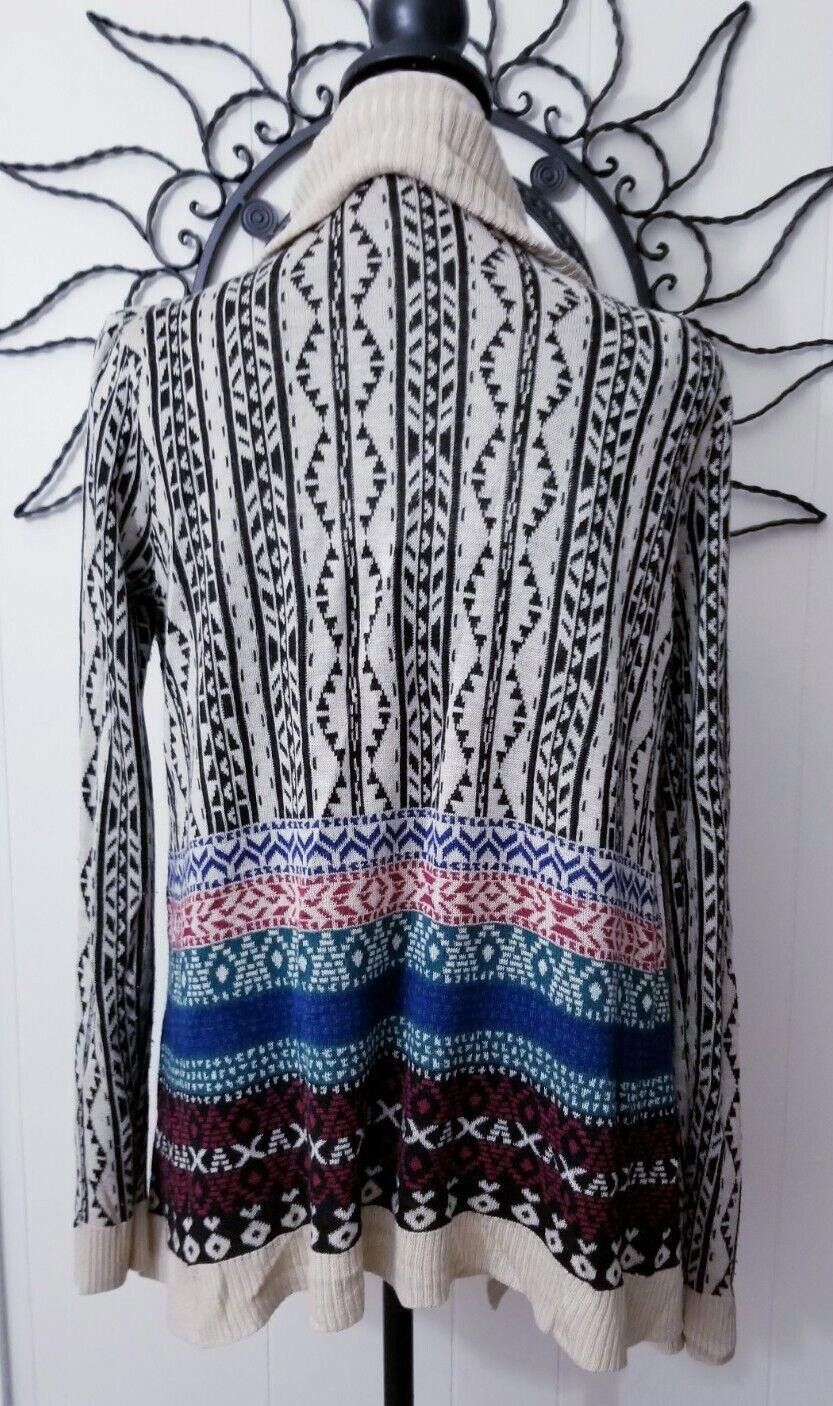 Cartoon Network Cato Sweater Large Aztec Long Open Front Cardigan Beige Size L / US 10 / IT 46 - 2 Thumbnail
