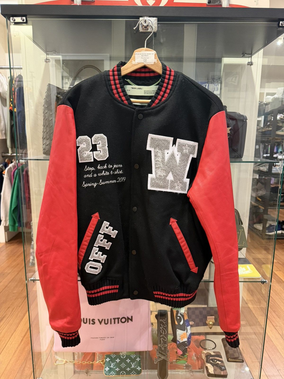 Off-White Off-White ‘23 Eagle Varsity Jacket - Black Red Size US L / EU 52-54 / 3 - 1 Thumbnail