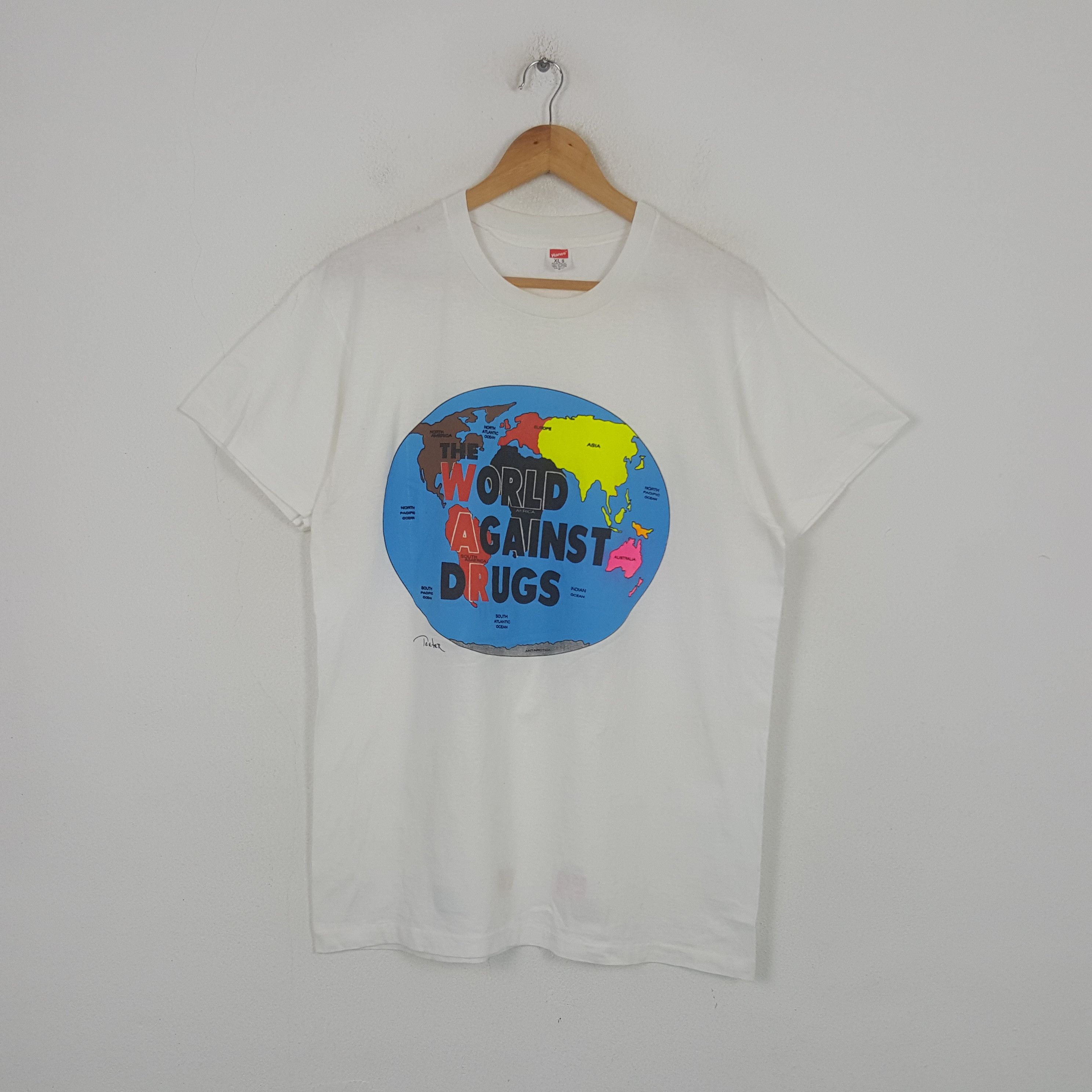 Vintage Vintage The World Against Drugs 90's Promo Tshirt RR29 Size US L / EU 52-54 / 3 - 1 Thumbnail