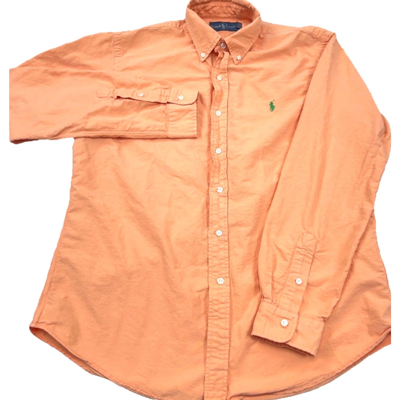 Polo Ralph Lauren VINTAGE Ralph Lauren Men’s Button-Up Shirt Large Orange Solid Casual Dress Preppy Size US L / EU 52-54 / 3 - 2 Thumbnail