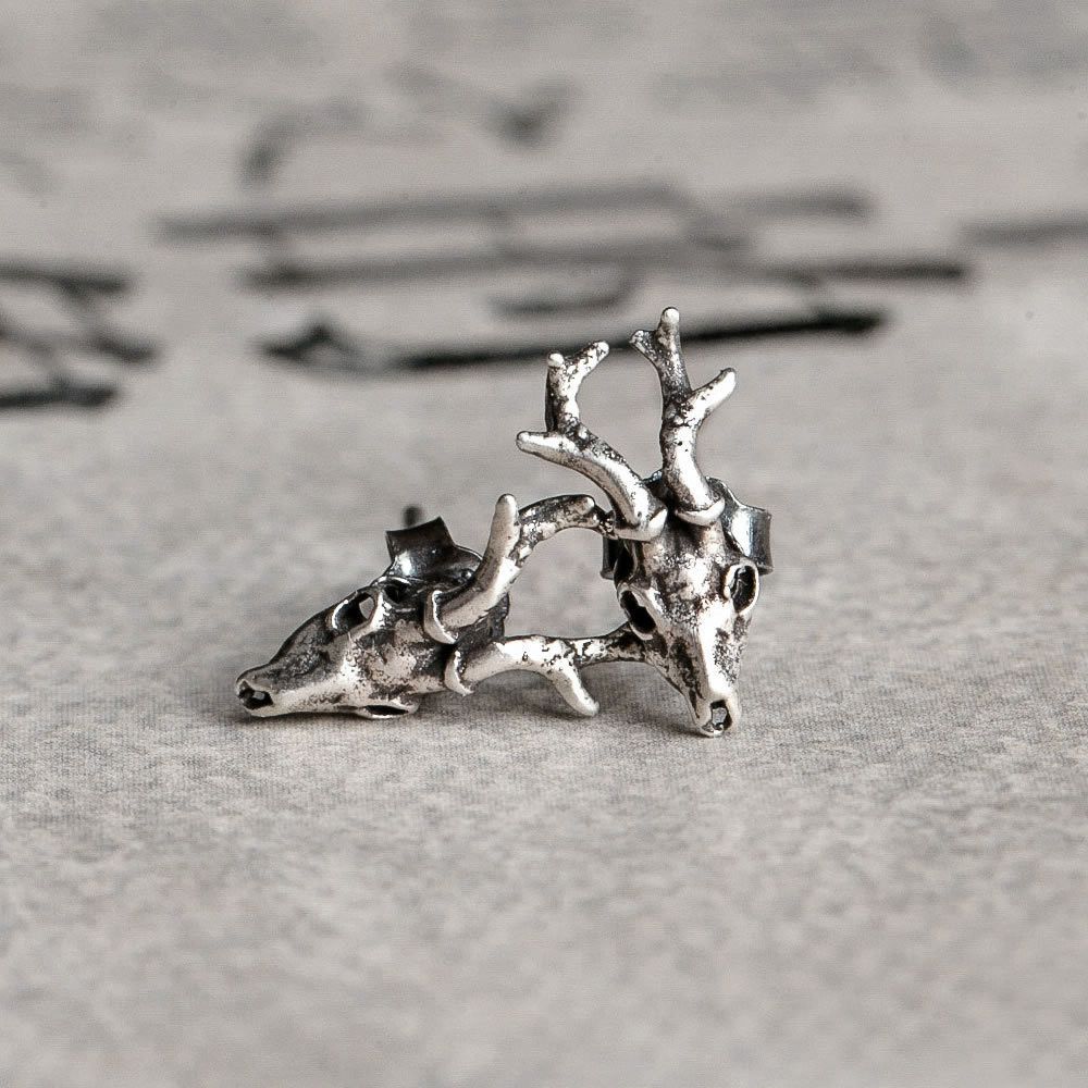 Jewelry Sheep Skeleton Demon Modern Earrings One Pairs Chrome Size ONE SIZE - 1 Thumbnail