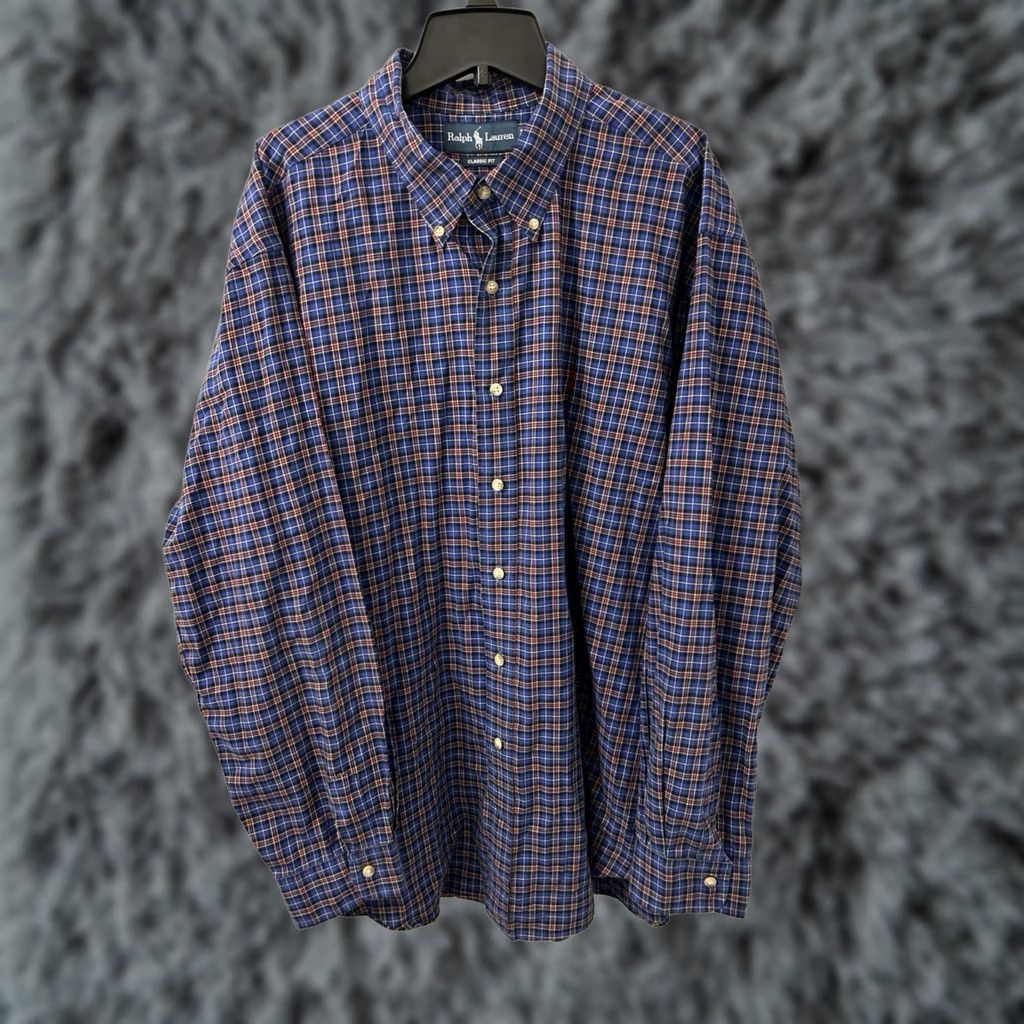 Ralph Lauren VINTAGE Ralph Lauren Shirt Mens 2XL Blue Plaid Classic Fit Button-Down L/S Shirt Size US XXL / EU 58 / 5 - 1 Thumbnail
