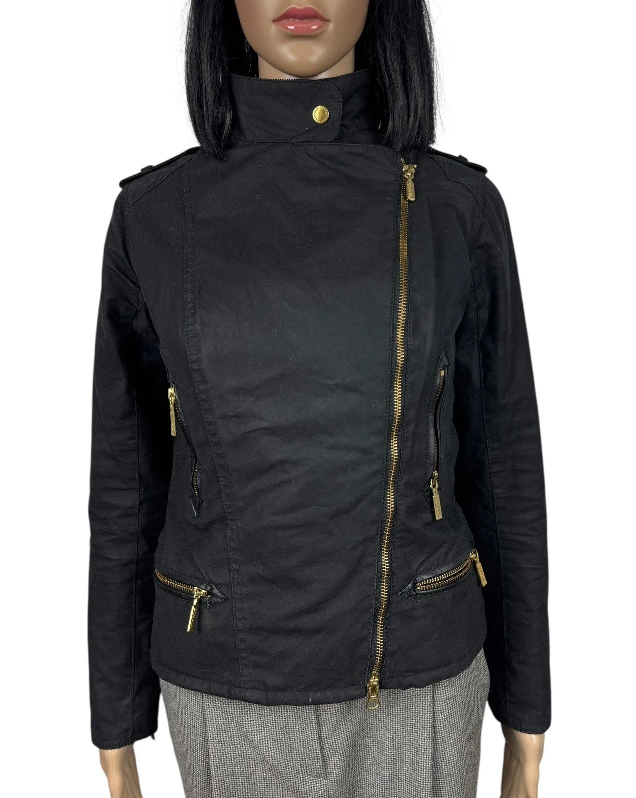 Barbour Barbour International Wax Asymmetrical Jacket Biker UK8 US4 Size S / US 4 / IT 40 - 3 Thumbnail