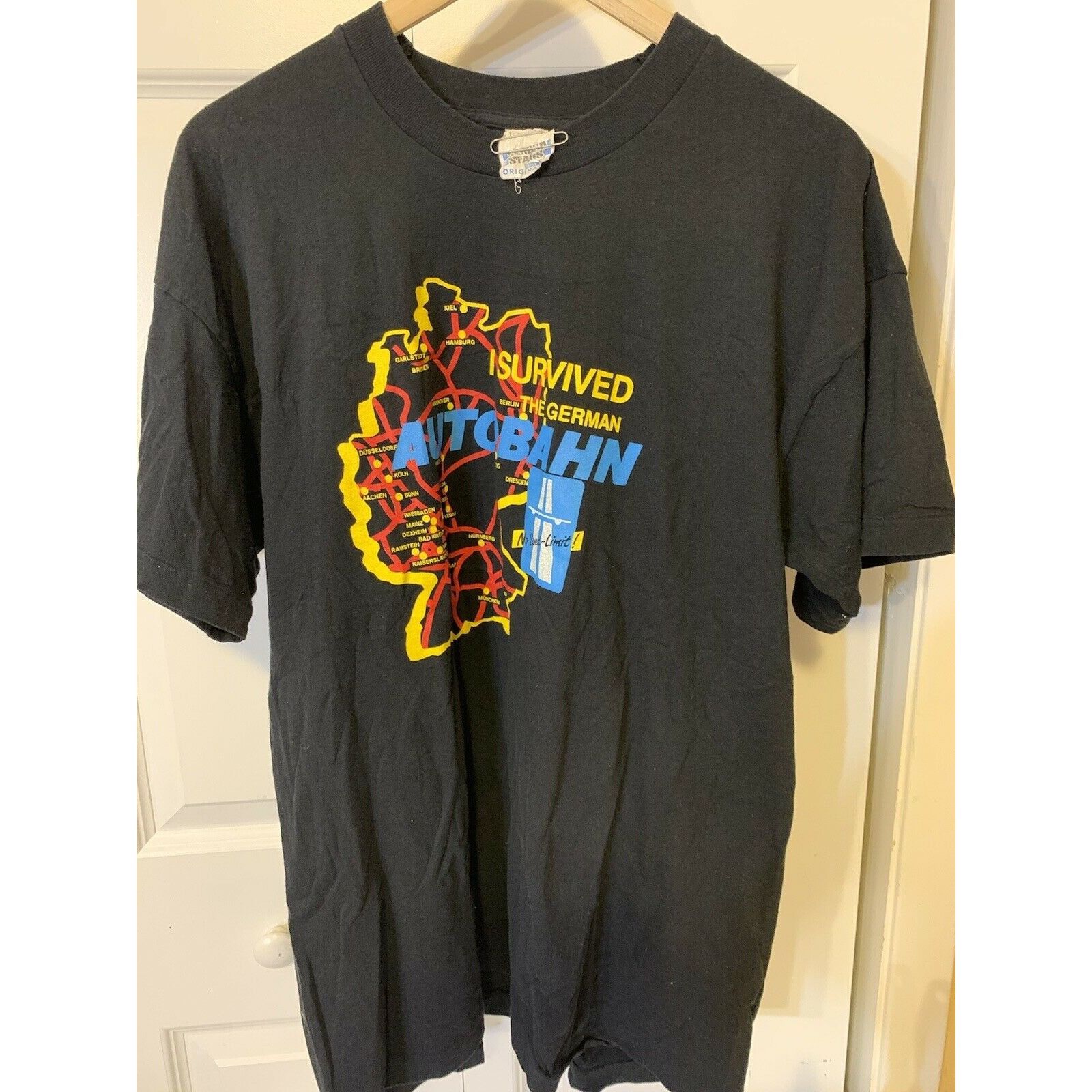 Other Vtg 80s T Shirt Screen Stars I Survived The German Autobahn Size US XL / EU 56 / 4 - 6 Thumbnail