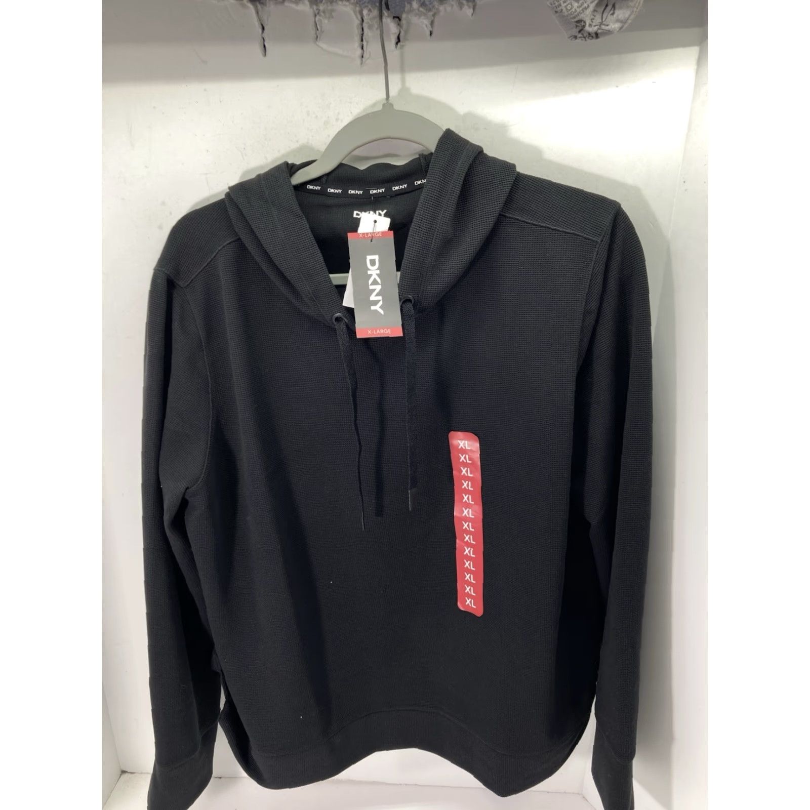 DKNY DKNY Waffle Hoodie Sweatshirt Women Size XL Black Long Sleeve Pullover Crop NWT Size XL / US 12-14 / IT 48-50 - 2 Thumbnail