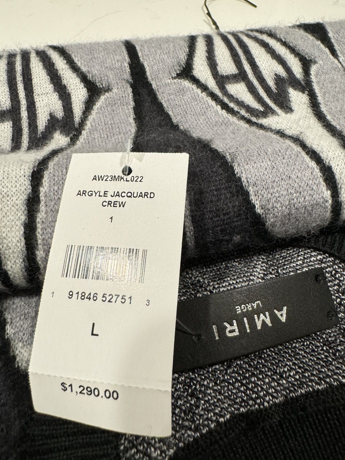 Amiri Amiri Argyle Wool Crewneck Sweater Size US L / EU 52-54 / 3 - 4 Thumbnail