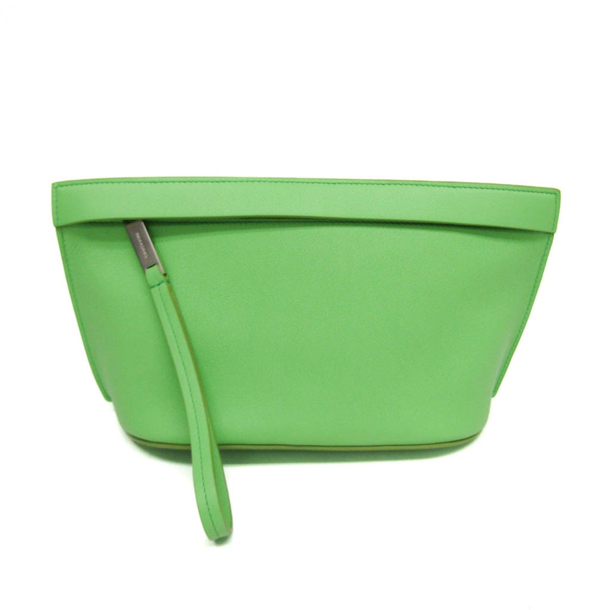 Green Leather Clutch Bag (Pre-Owned)