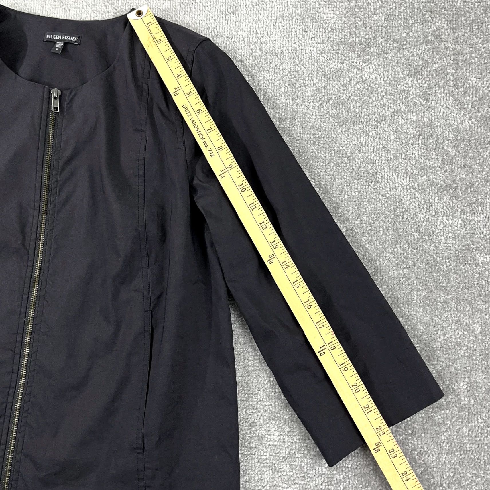 Eileen Fisher EILEEN FISHER Jacket Womens Small Black Ramie Silk Lined Full Zip 3/4 Sleeve Mid-Length Pockets Size S / US 4 / IT 40 - 6 Thumbnail