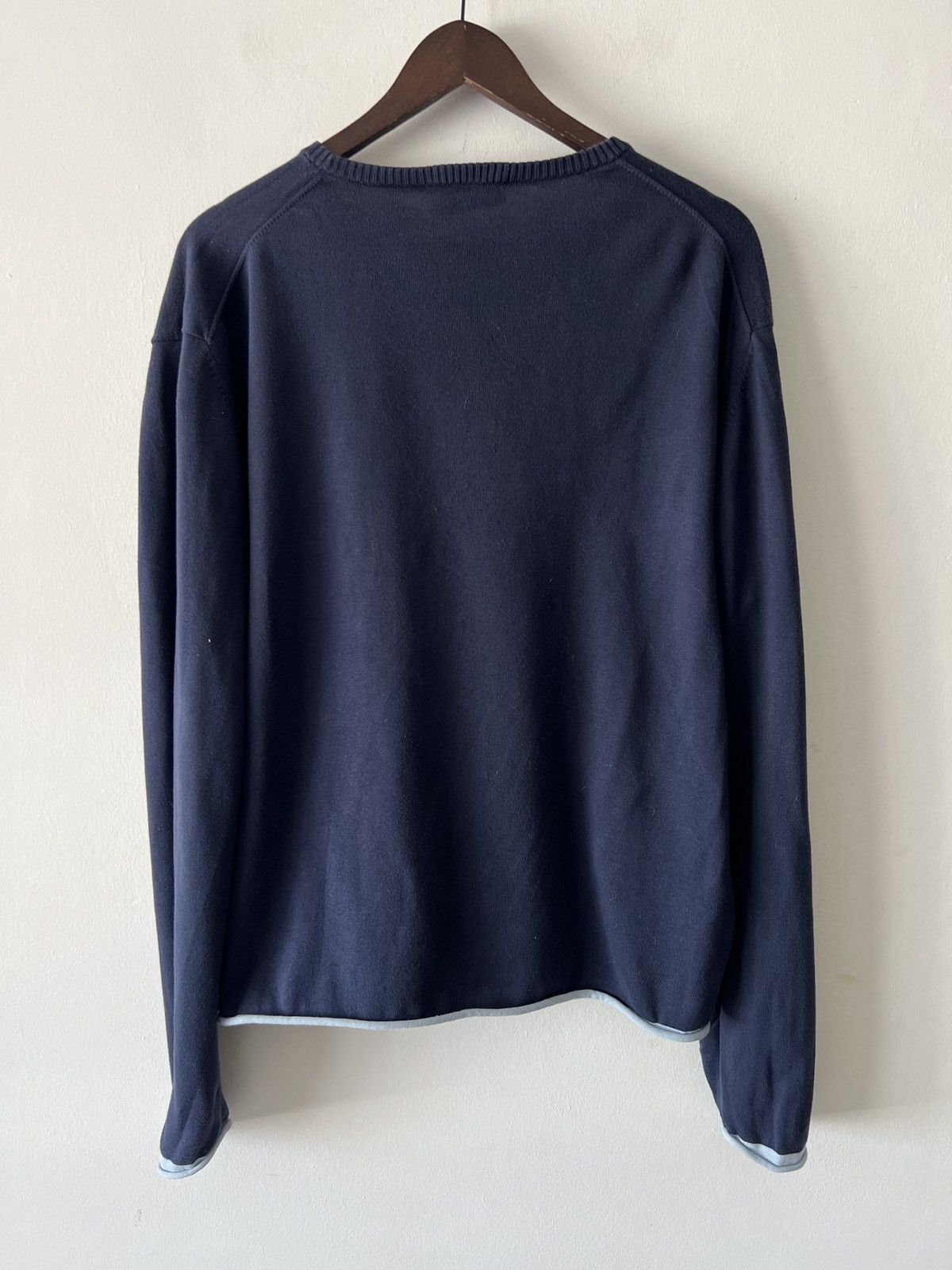 Yves Saint Laurent 🔥🔥 Vintage Yves Saint Lauren Big Logo Navy Sweater Size US L / EU 52-54 / 3 - 2 Thumbnail