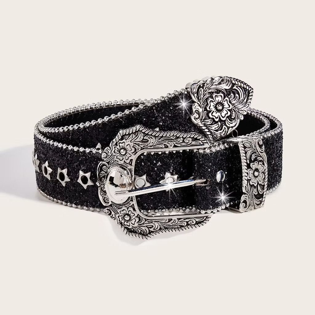 Japanese Brand 💥shining black streetwear jewellery style belt Size ONE SIZE - 1 Thumbnail