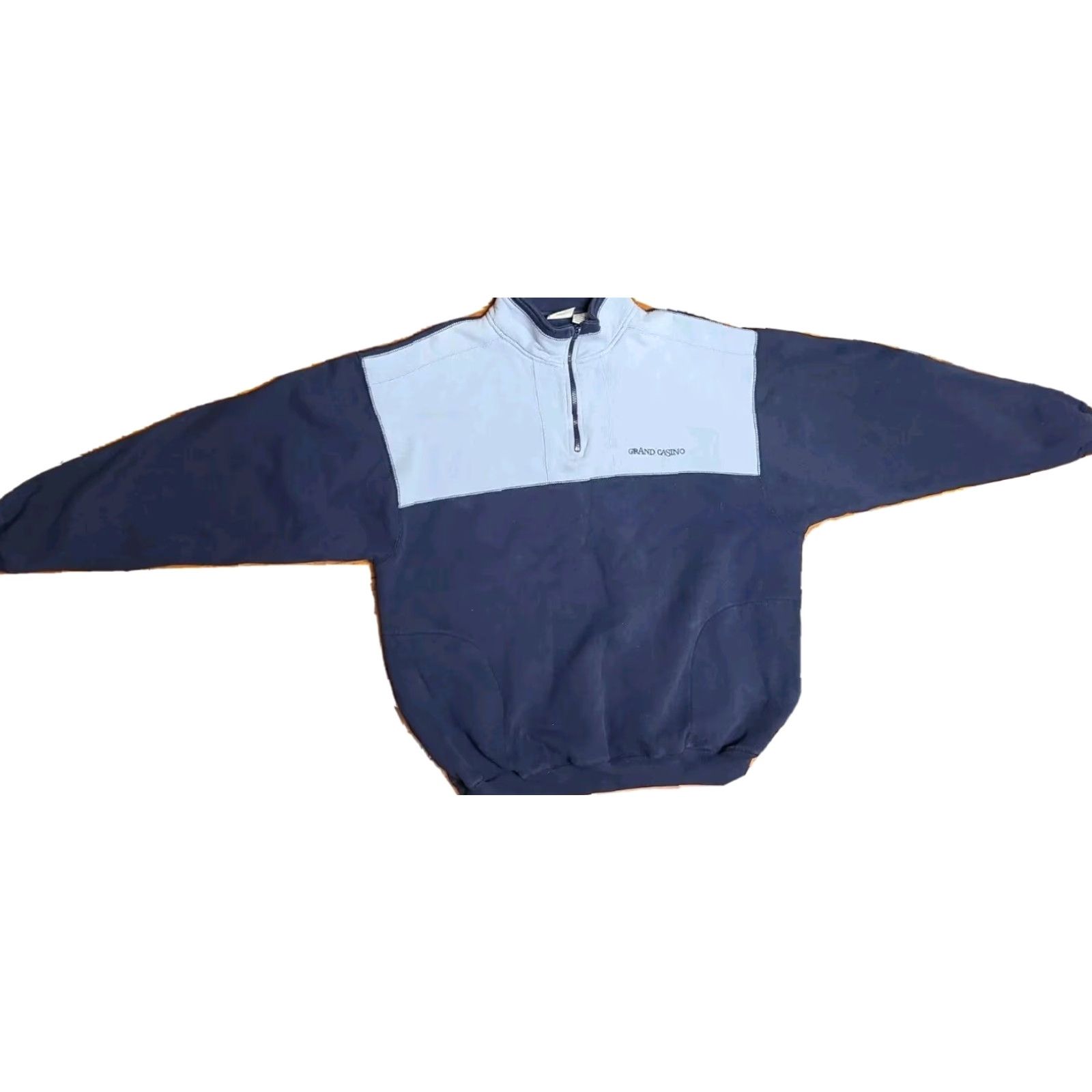 Vintage VINTAGE Grand Casino Sweatshirt 1/4 Zip Blue Men's XL Pockets Pullover Crewneck 90s Gambling Official Size US XL / EU 56 / 4 - 2 Thumbnail